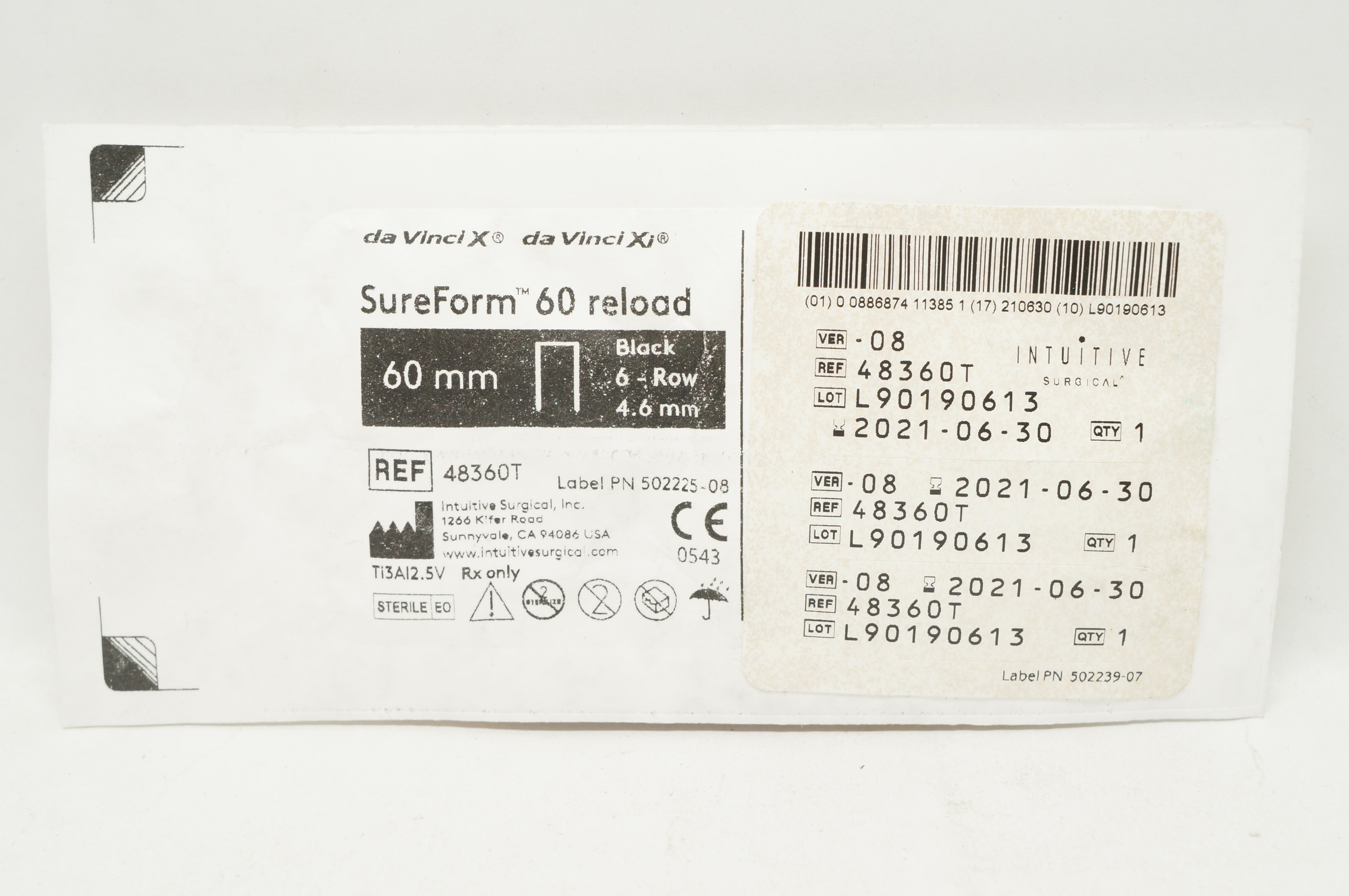 Intuitive Surgical 48360T da Vinci X, Xi SureForm 60 Reload Black 6-Row 4.6mm(x)