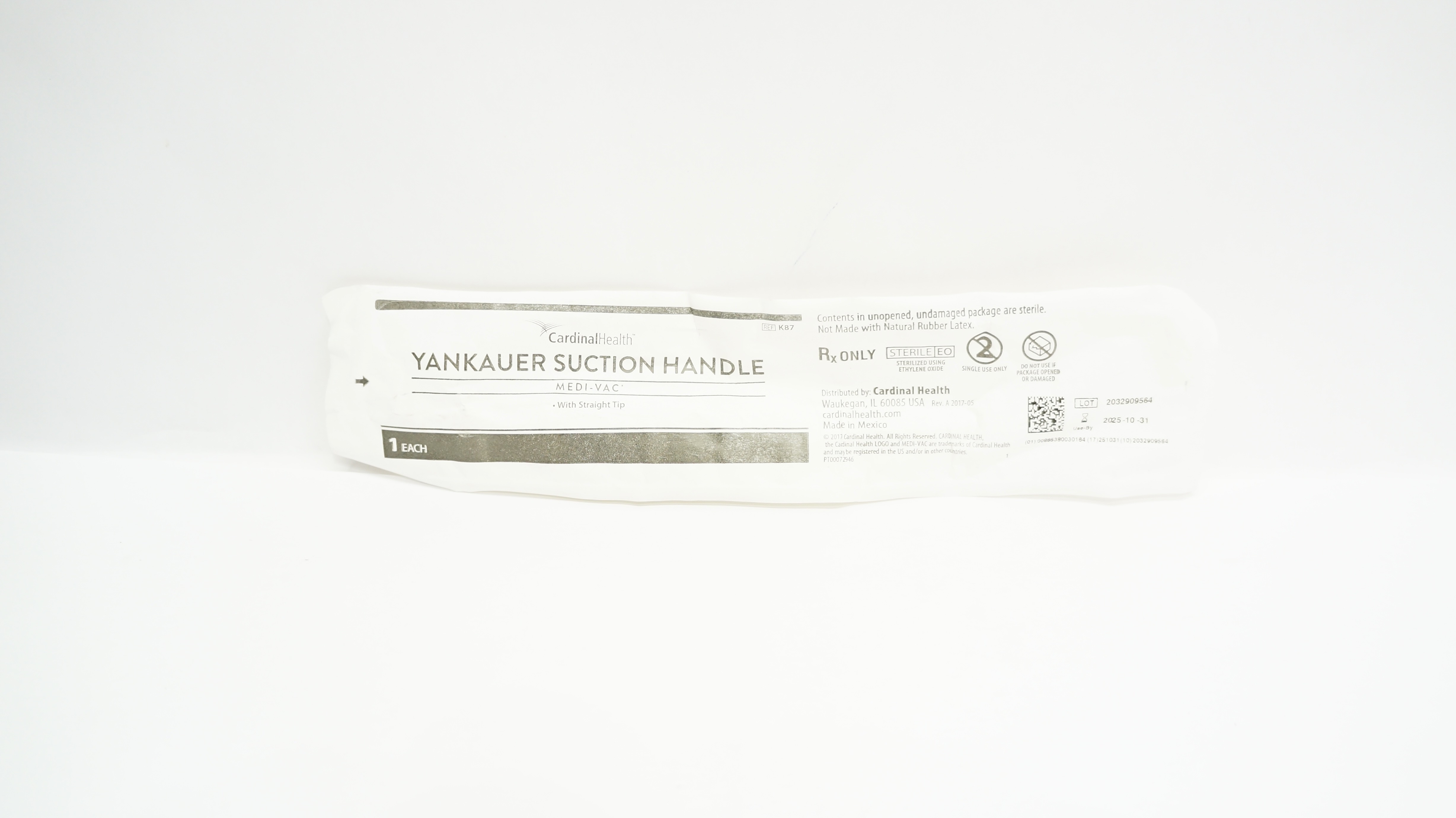 Cardinal Health K87 Medi-Vac Yankauer Suction Handle with Straight Tip