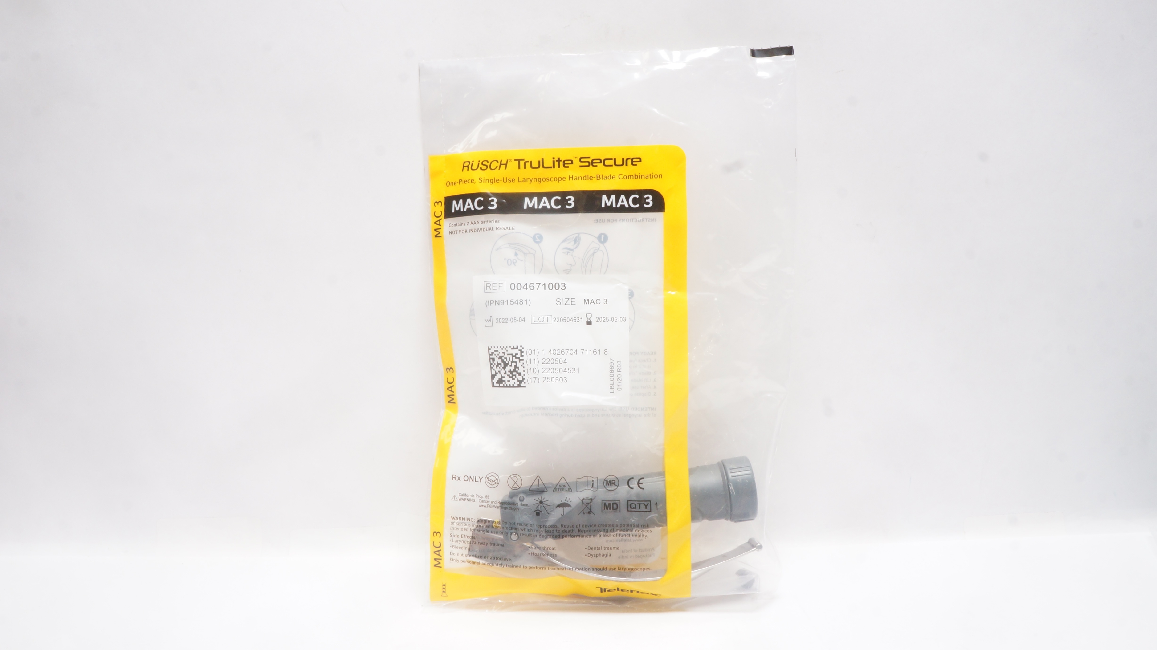 Teleflex 004671003 Rusch TruLite Secure, Size MAC 3
