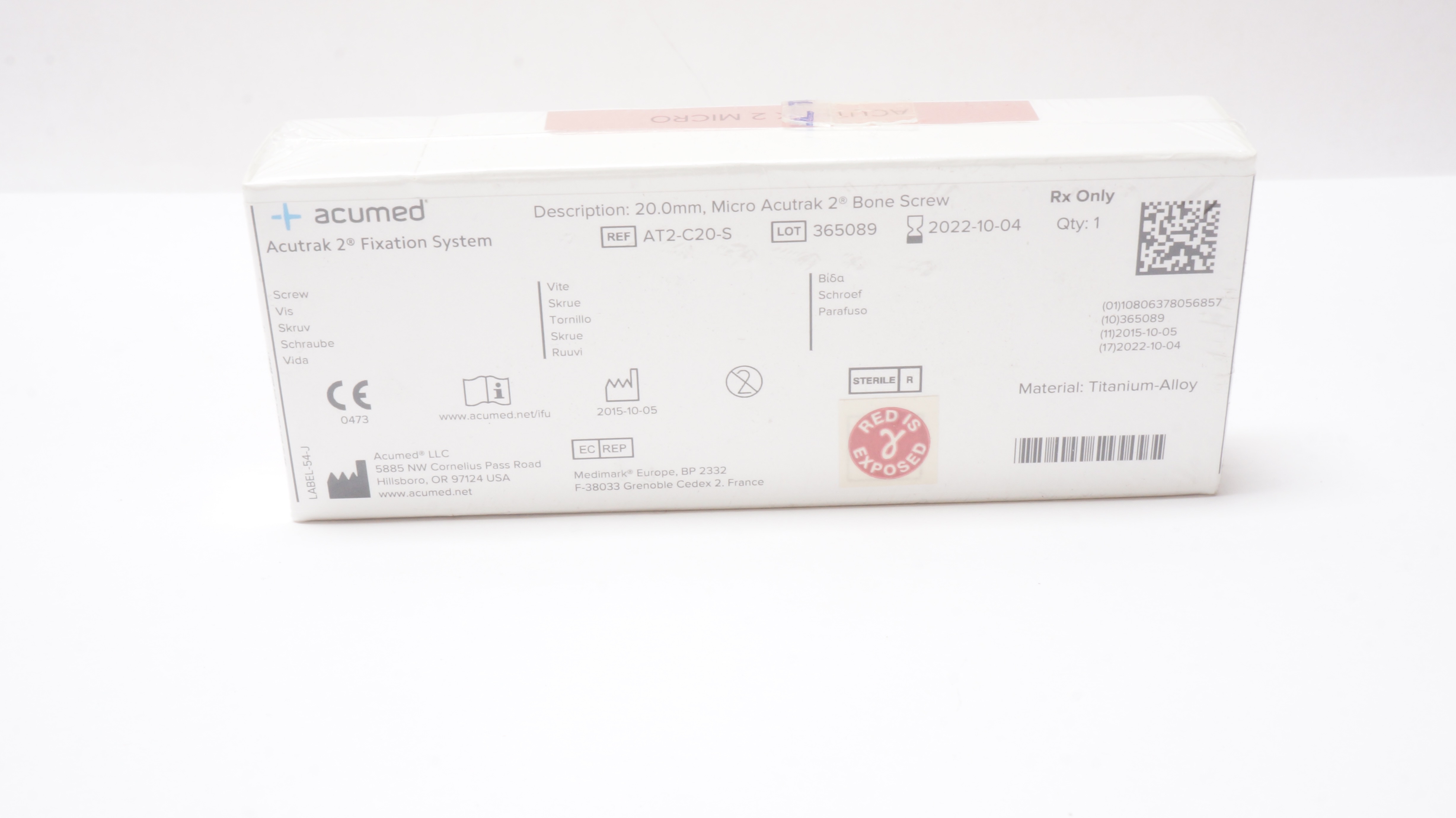 Acumed AT2-C20-S Acutrak 2 Fixation System 20.0mm (x)