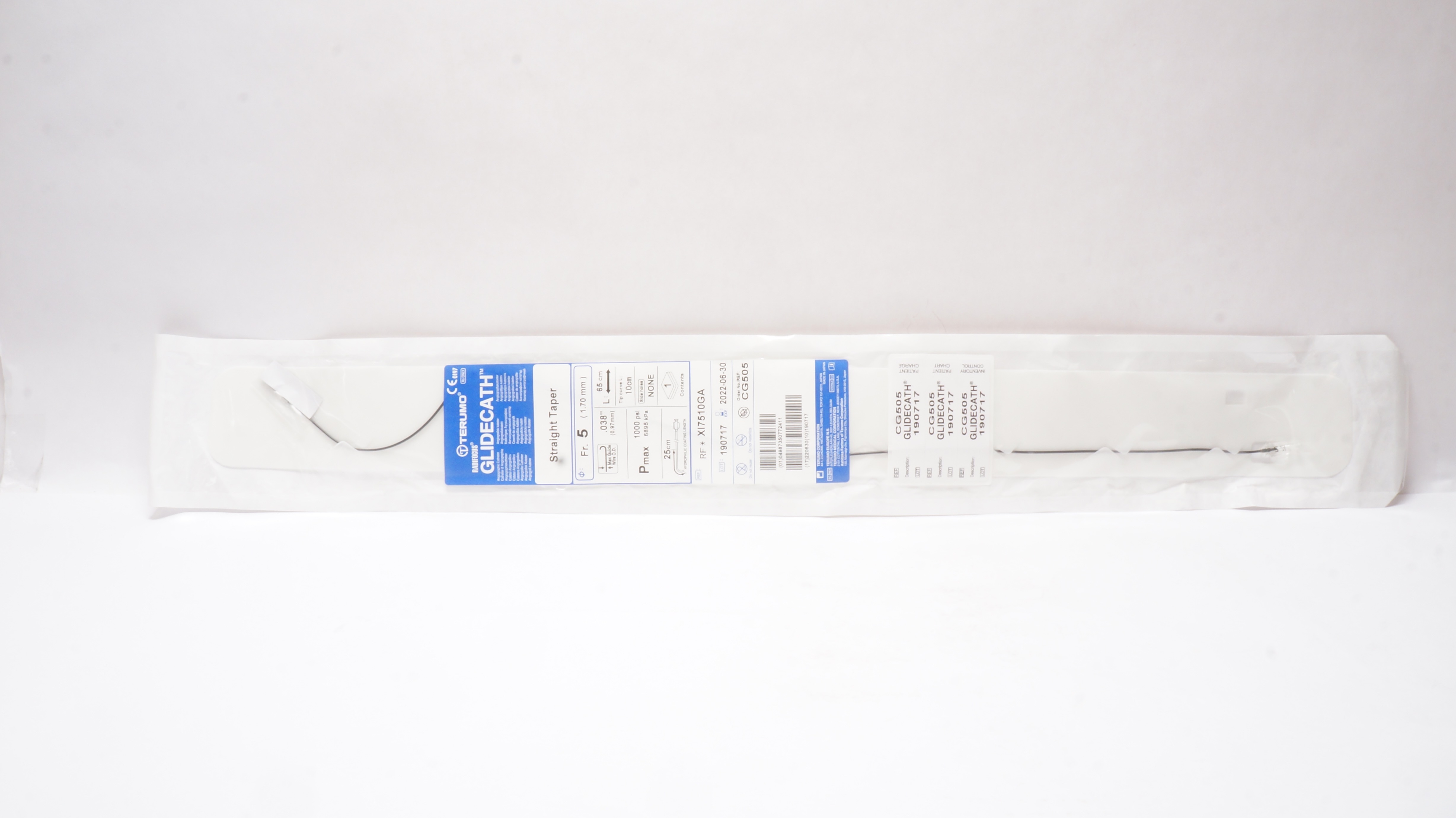 Terumo XI7510GA Radifocus Glidecath Angiographic Cath. 5Fr x 65cm x .038inch (x)