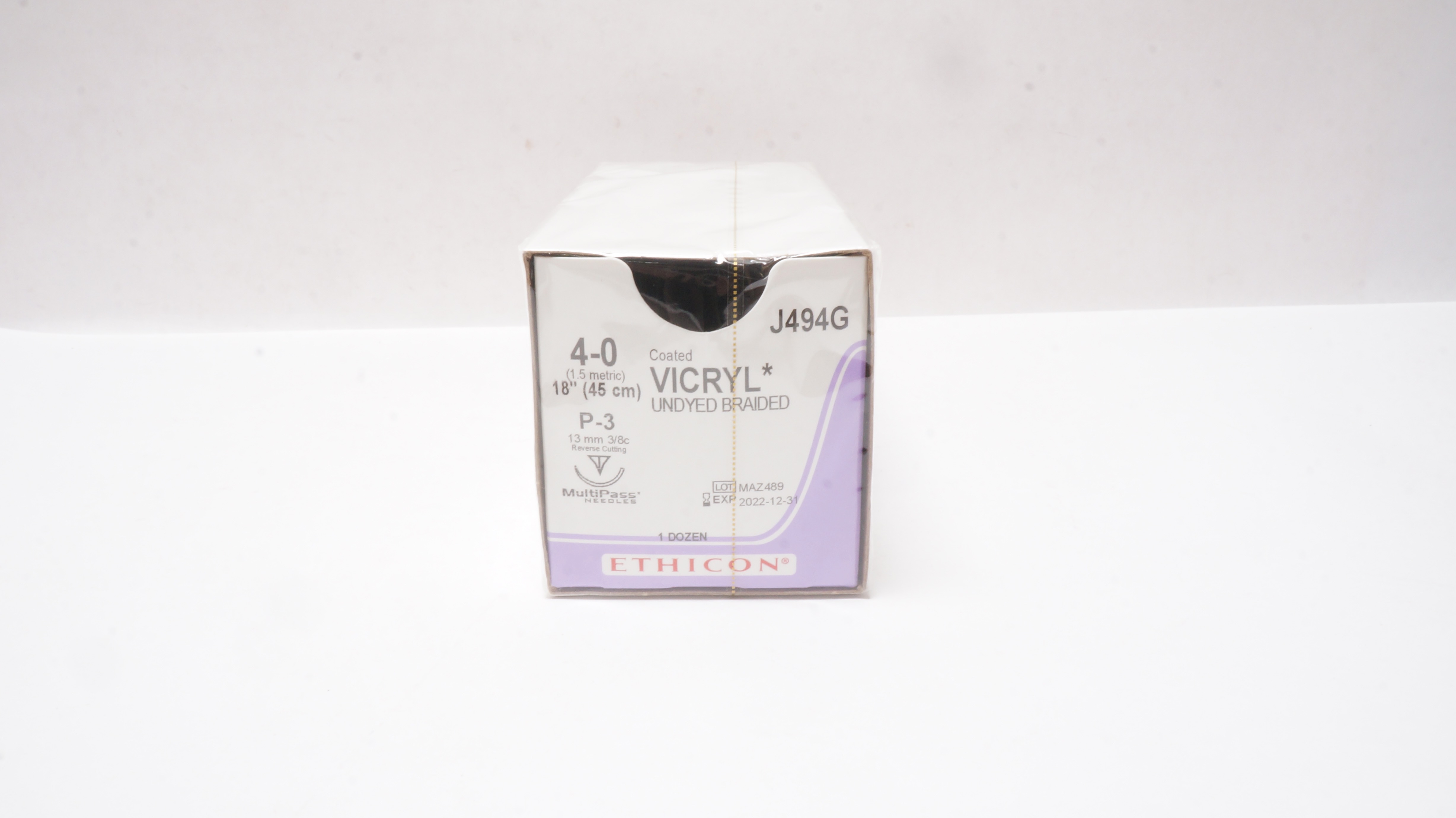 Ethicon J494G 4-0 VICRYL Stre P-3 13mm 3/8c Reverse Cutting 18inch(x) -Box of 12