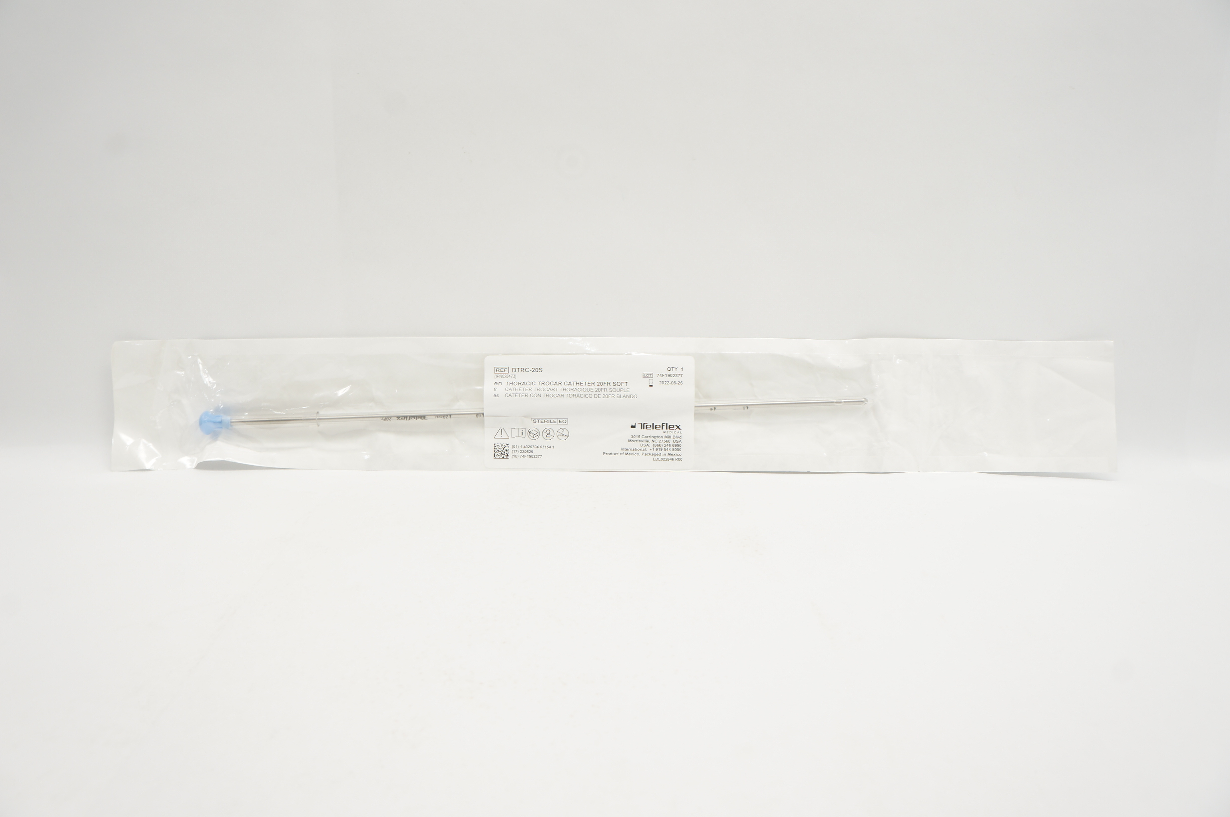 Teleflex DTRC-20S Thoracic Trocar Cath. 20Fr Soft (x)