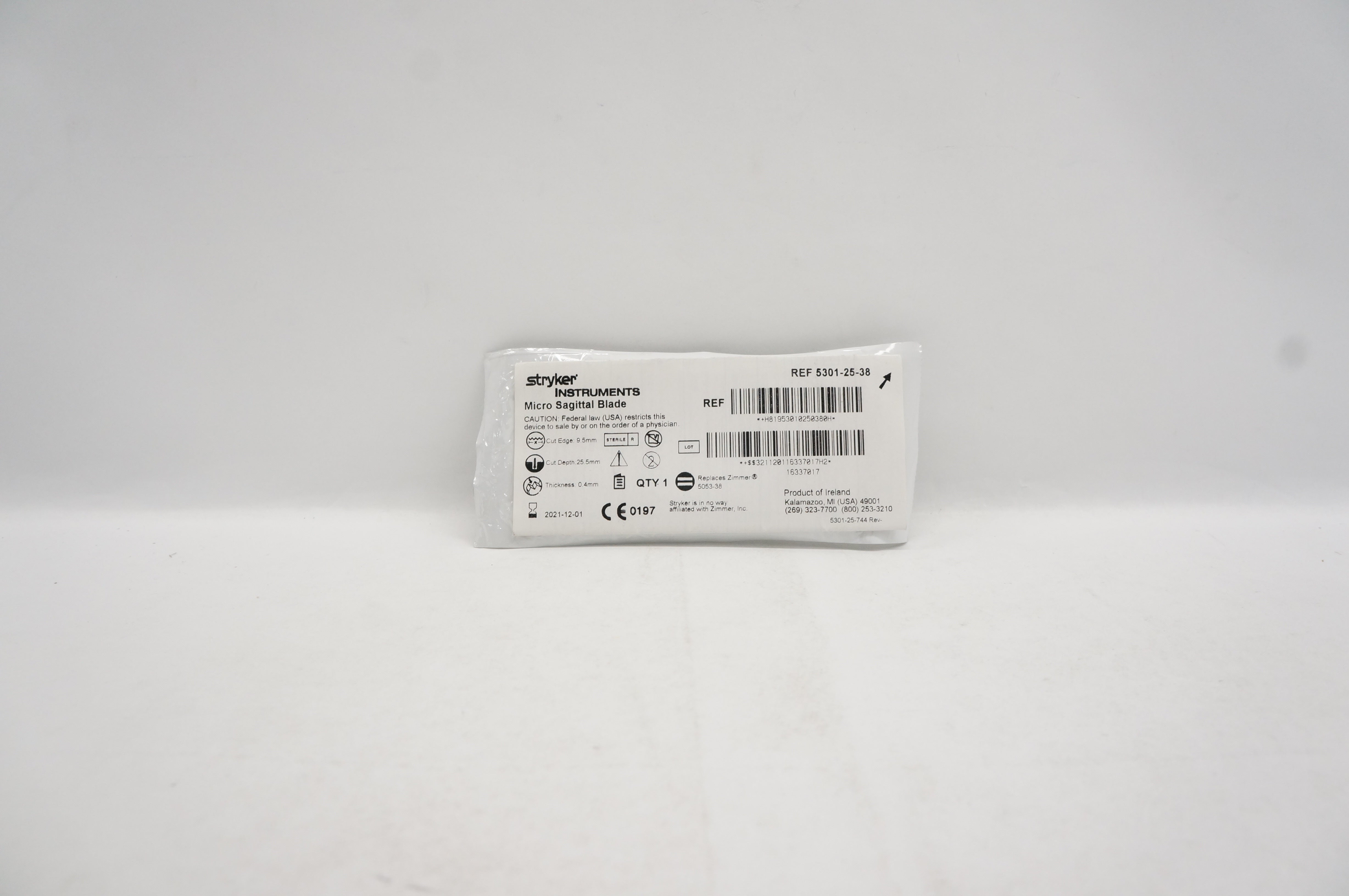 Stryker 5301-25-38 Micro Sagittal Blade 9.5 x 25.5 x 0.4mm