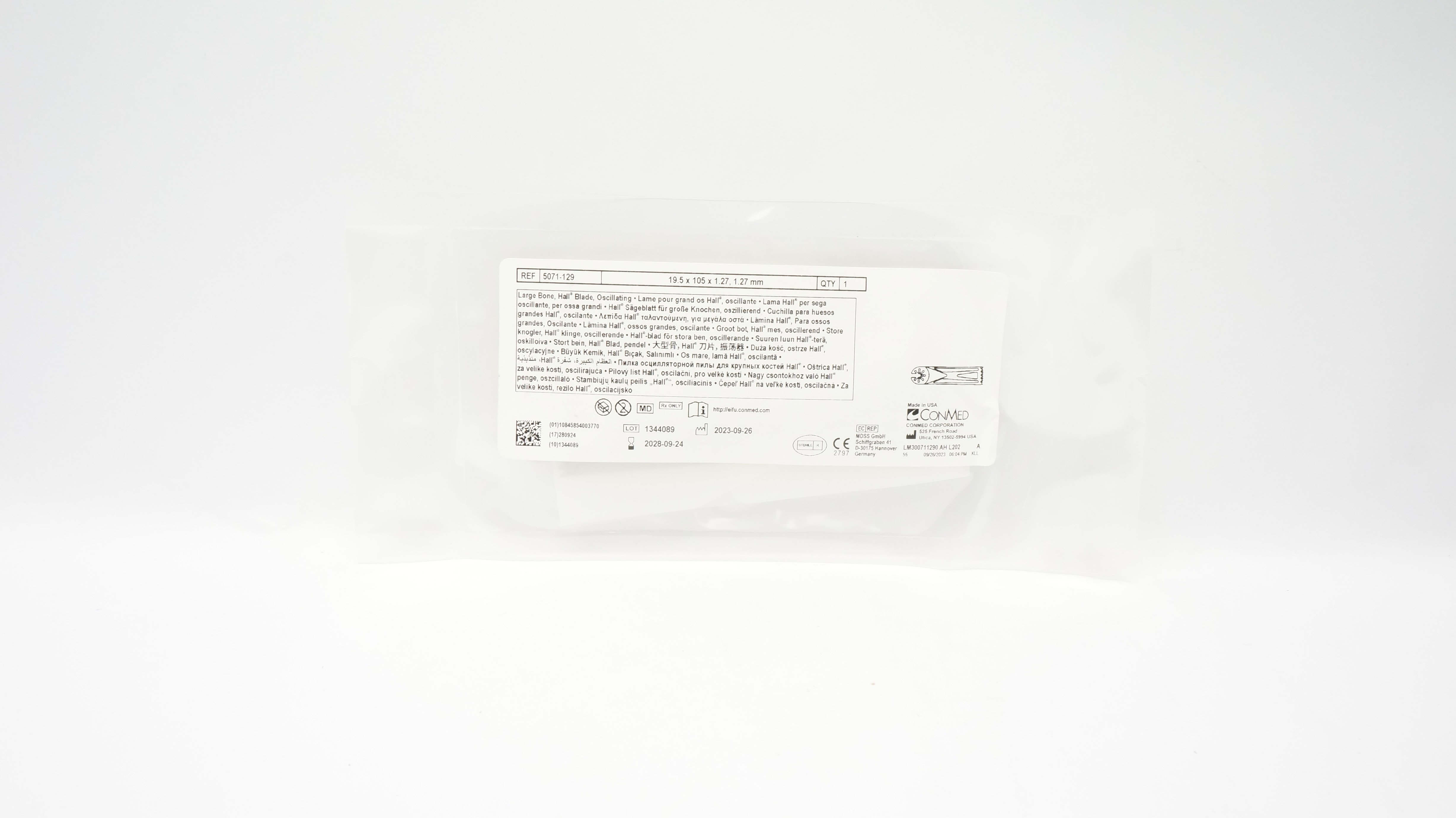 ConMed 5071-129 Hall Oscillating Large Bone Blade