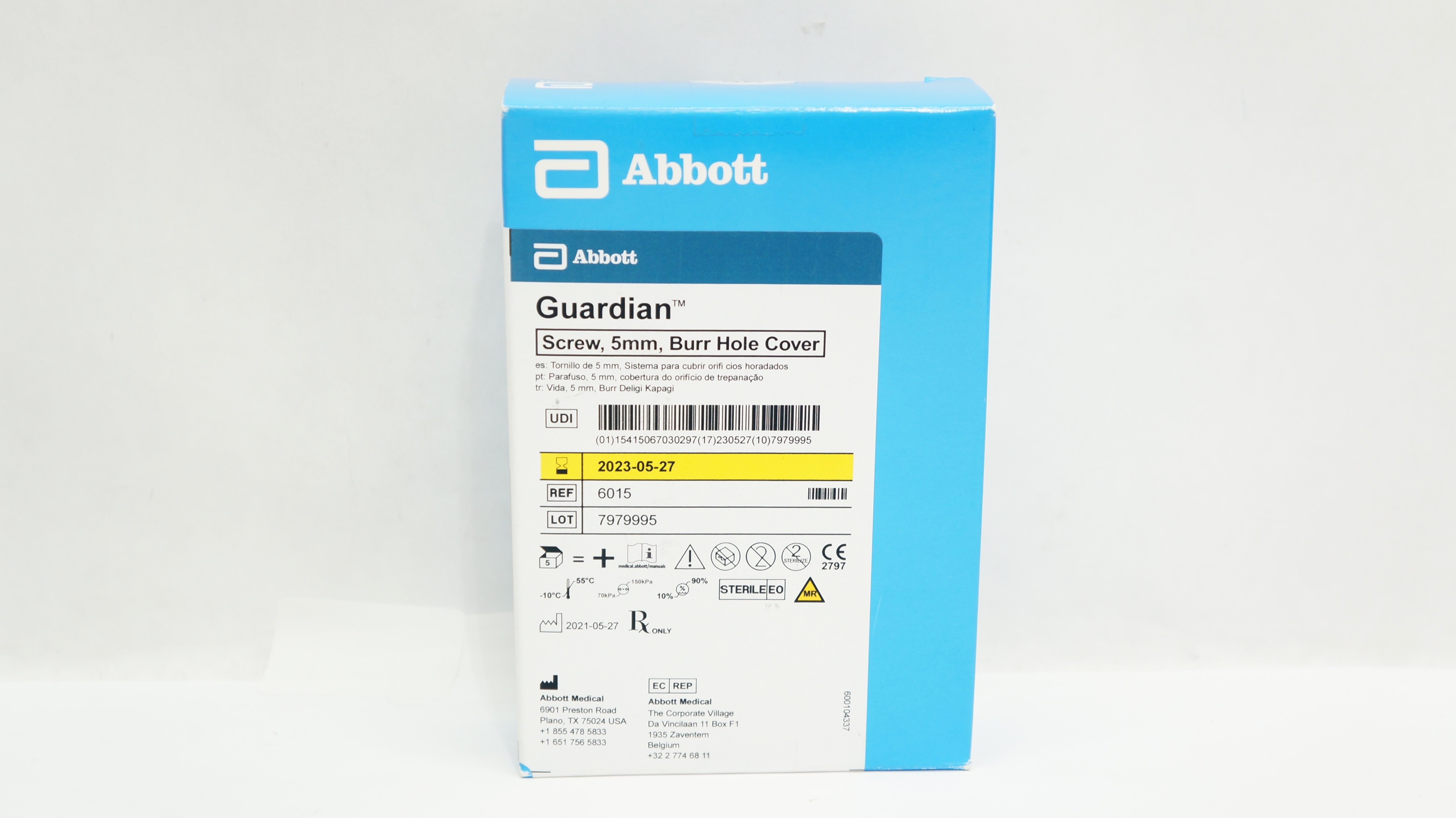 Abbott 6015 Guardian Screw,5mm,Burr Hole Cover (x) - Pack of 4