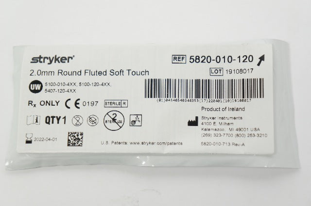 Stryker 5820-010-120 2.0mm Round Fluted Bur, Soft Touch (x)