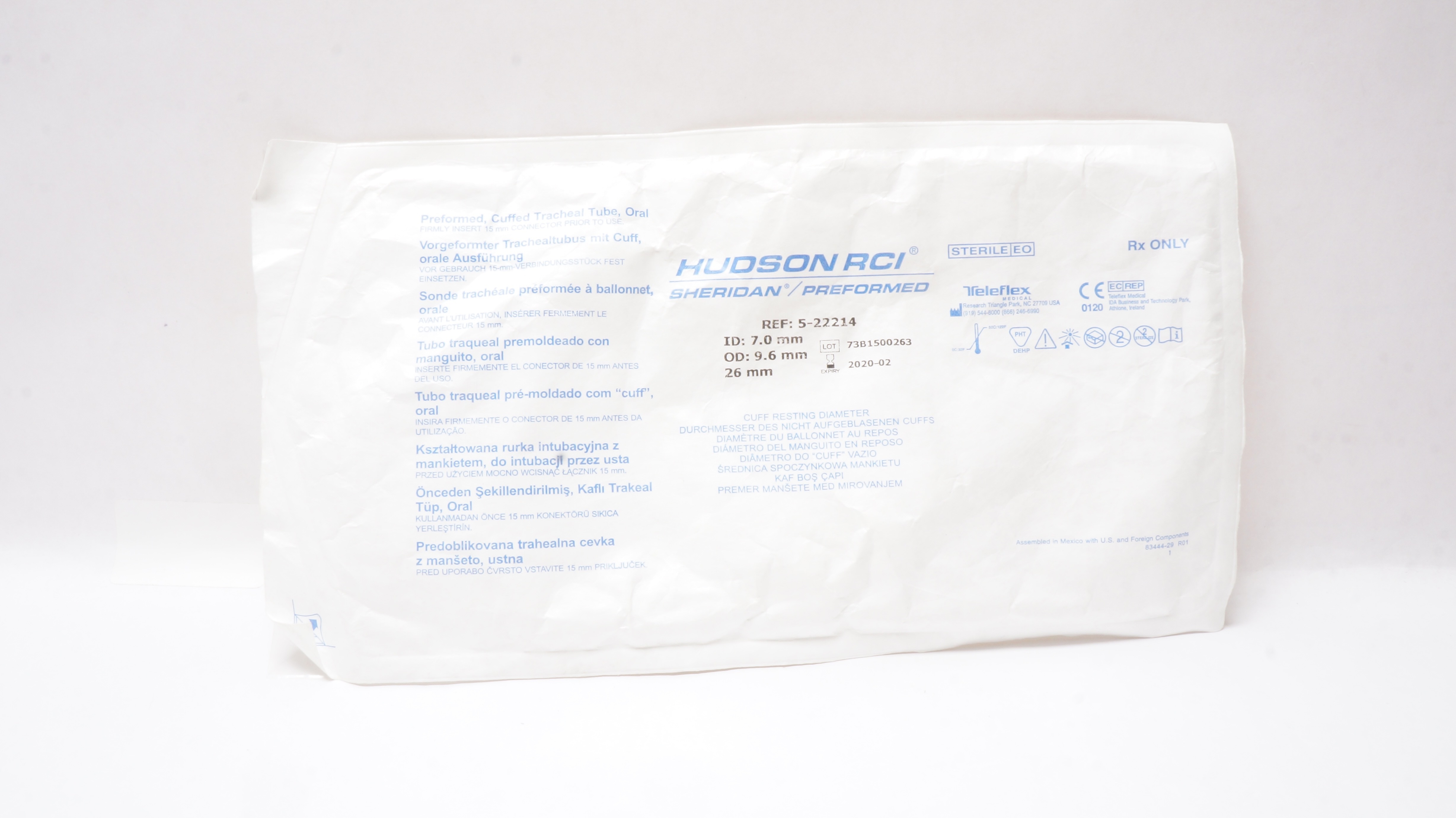 Teleflex 5-22214 Hudson RCI Cuffed Tracheal Tube 26mm x 9.6mm x 7.0mm (x)