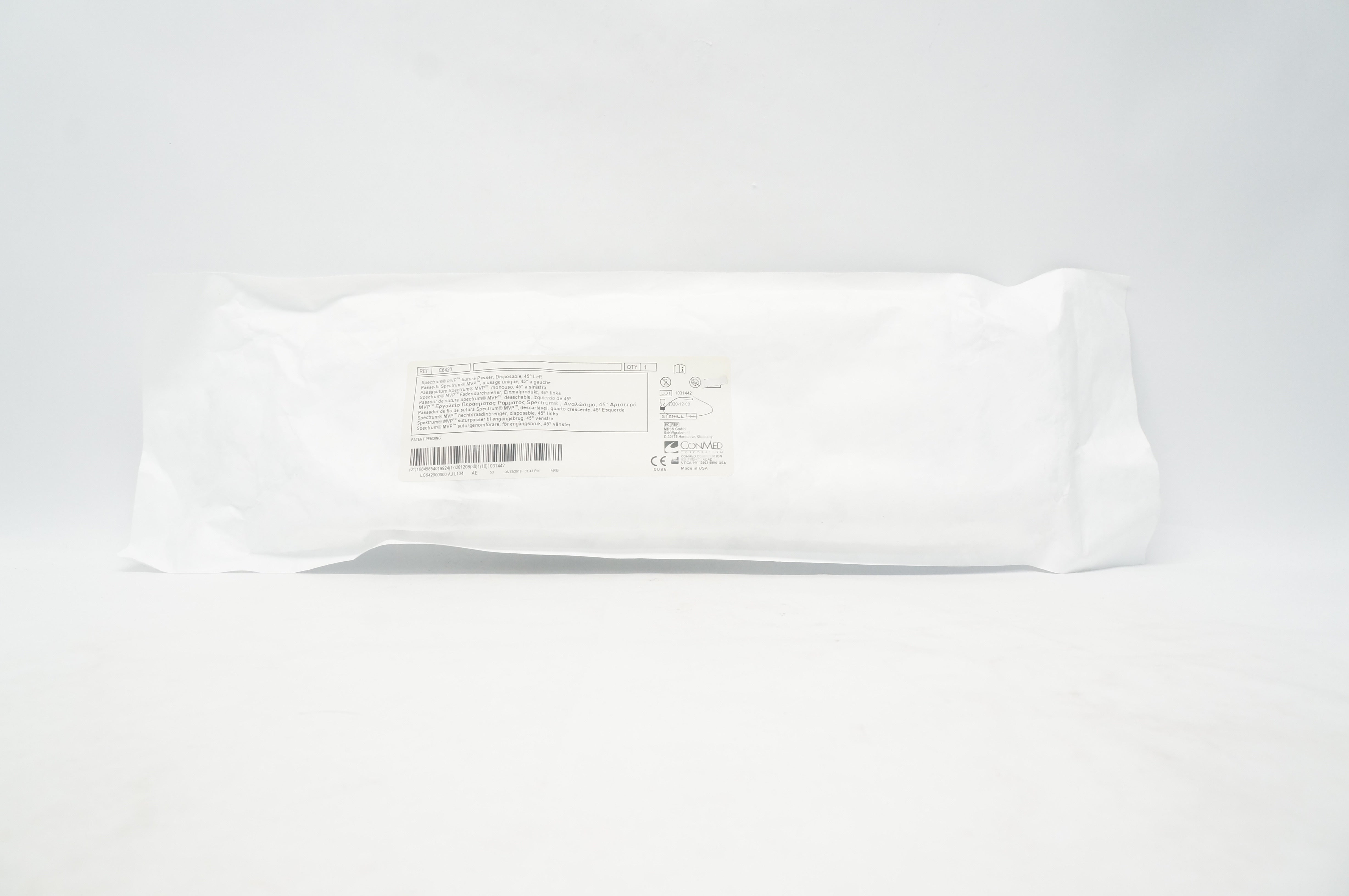 ConMed C6420 Spectrum MVP Suture Passer, Dispossable, 45 degrees Left (x)
