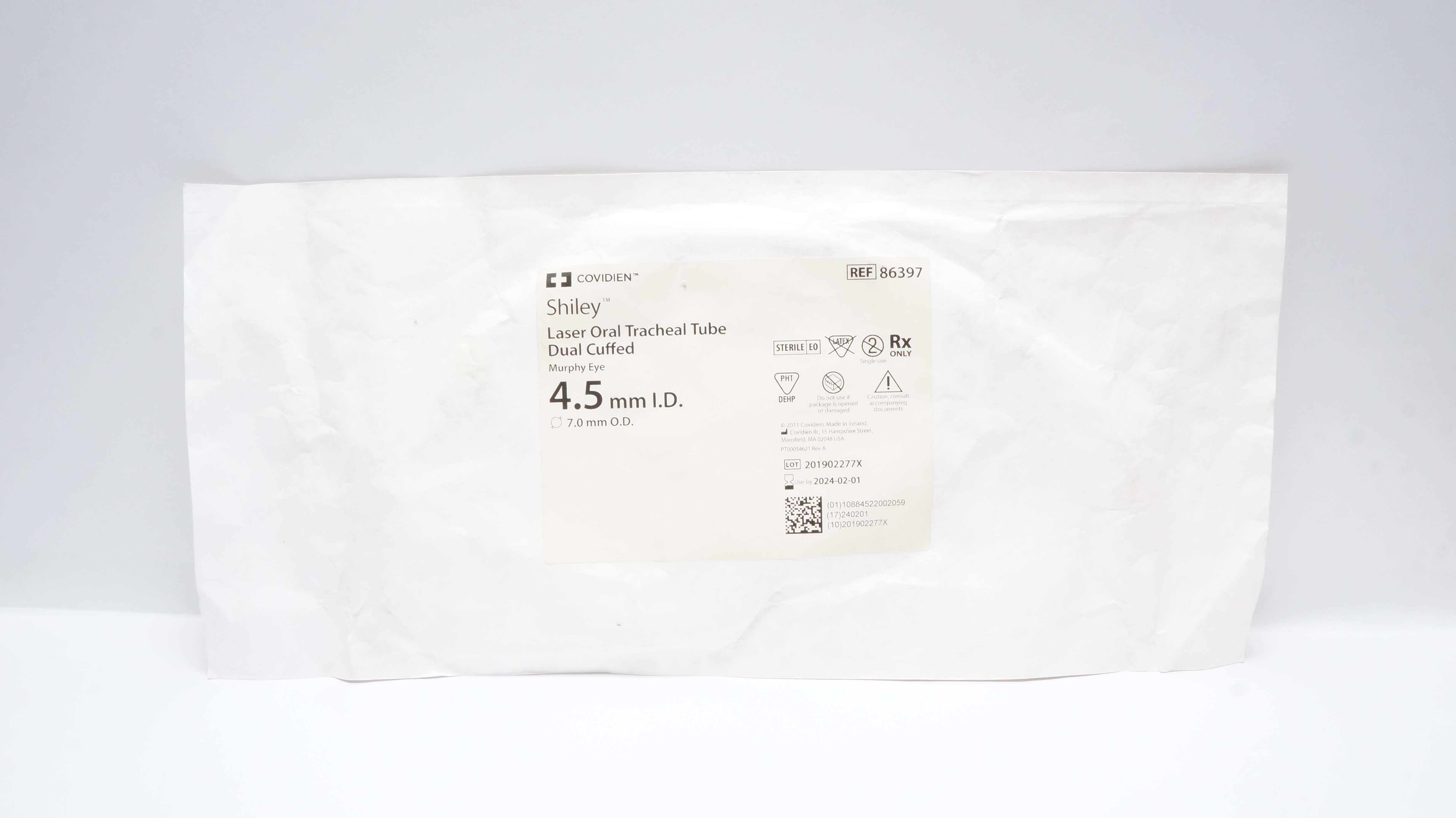 Covidien 86397 Shiley Laser Oral tracheal Tube Dual Cuffed 4.5mmID x 7.0mmOD(x)