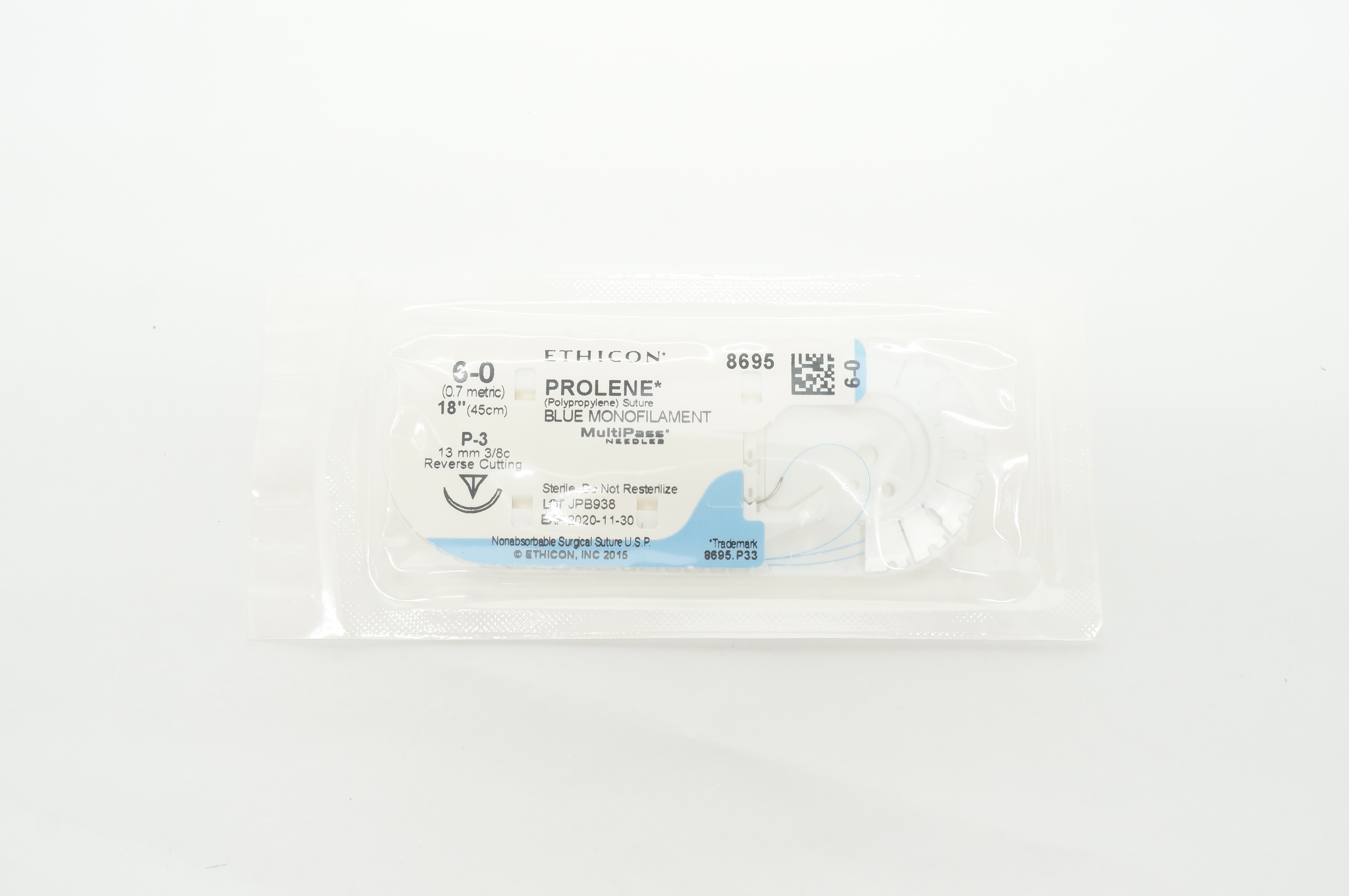 Ethicon 8695 6-0 PROLENE P-3 13mm 3/8c Reverse Cutting 18 inch (x)