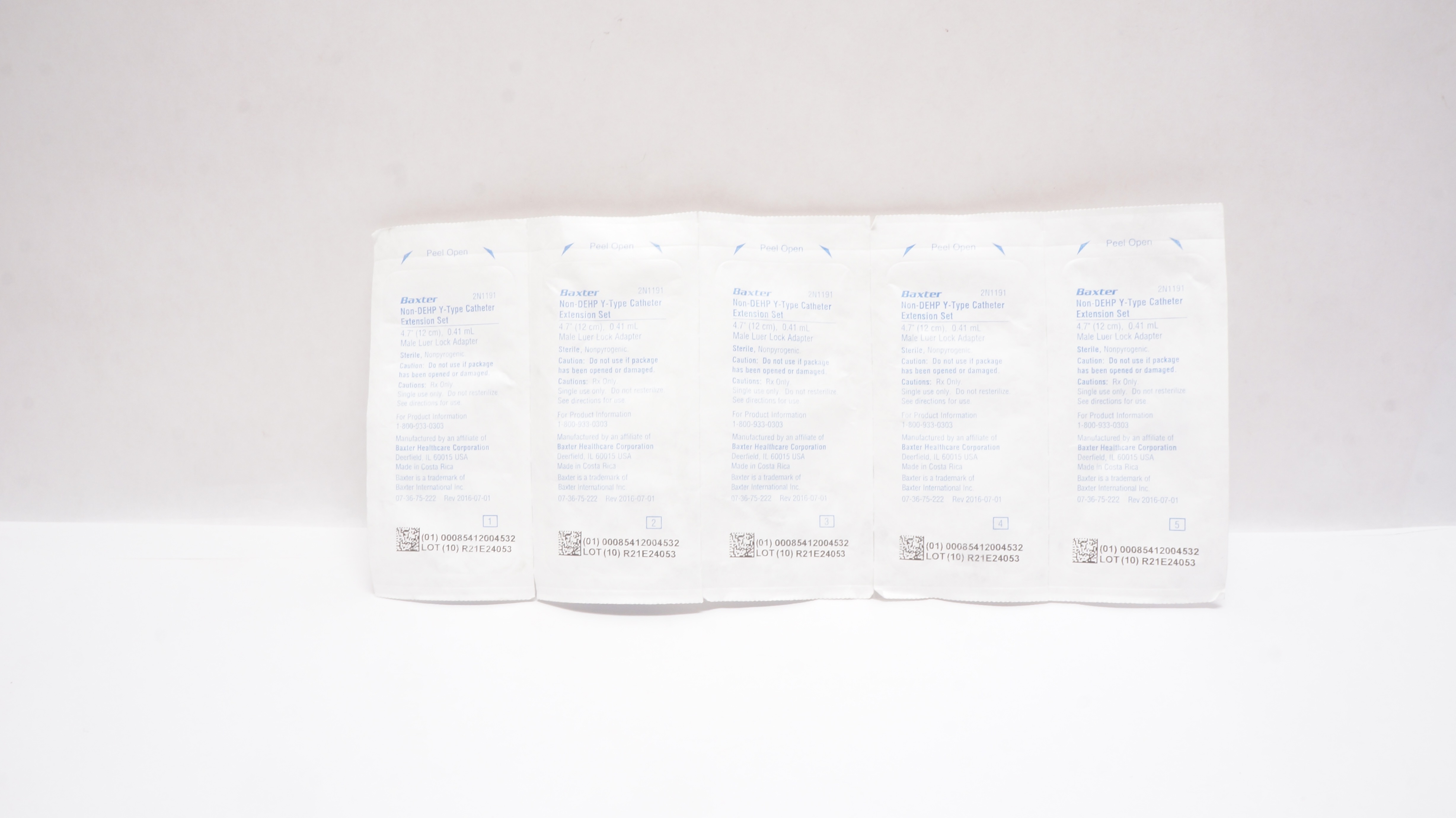 Baxter 2N1191 Non-DEHP Y-Type Cath. Extension Set 4.7inch x 0.41 mL - Pack of 5