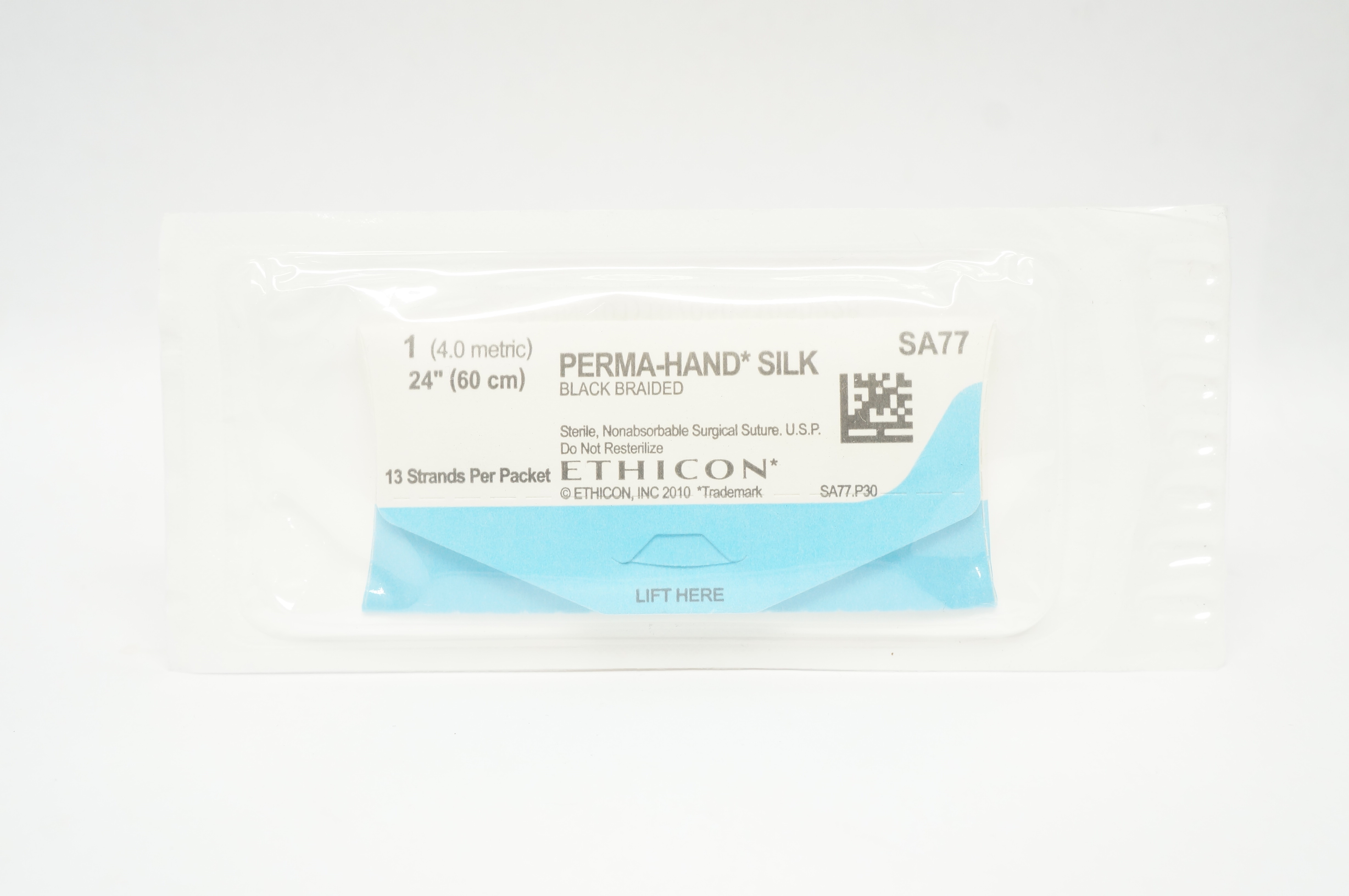 Ethicon SA77 1 Perma-Hand Silk Black Braided Surgical Stre. 24 inch 13 Strands