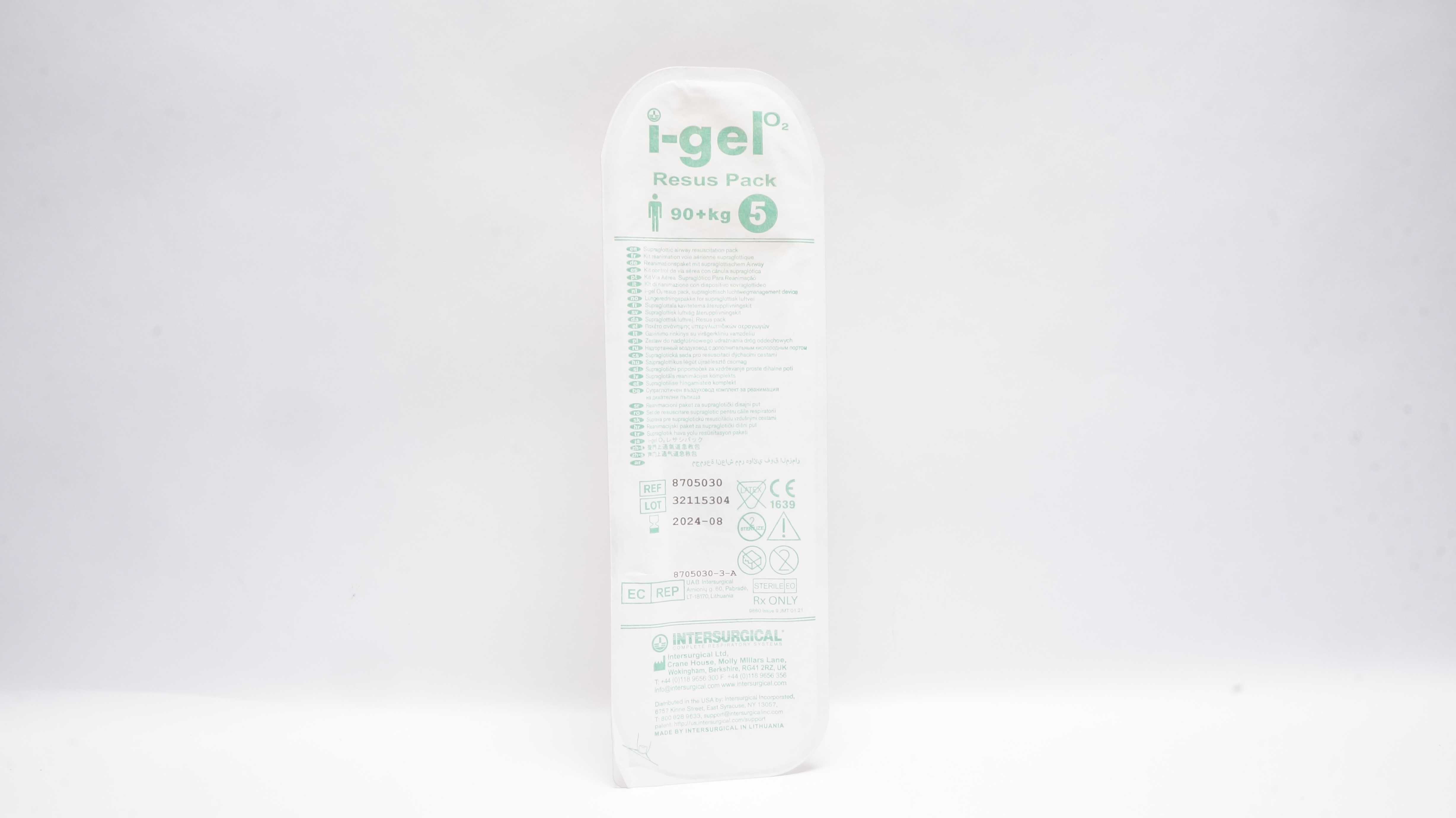Intersurgical 8705030 I-gel O2 Resus Pack, 90+kg, Size 5 (x)