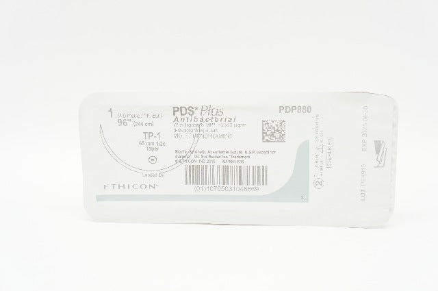 Ethicon PDP880 1 PDS Plus Violet Monofilament TP-1 65mm 1/2c Taper, 96inch (x)