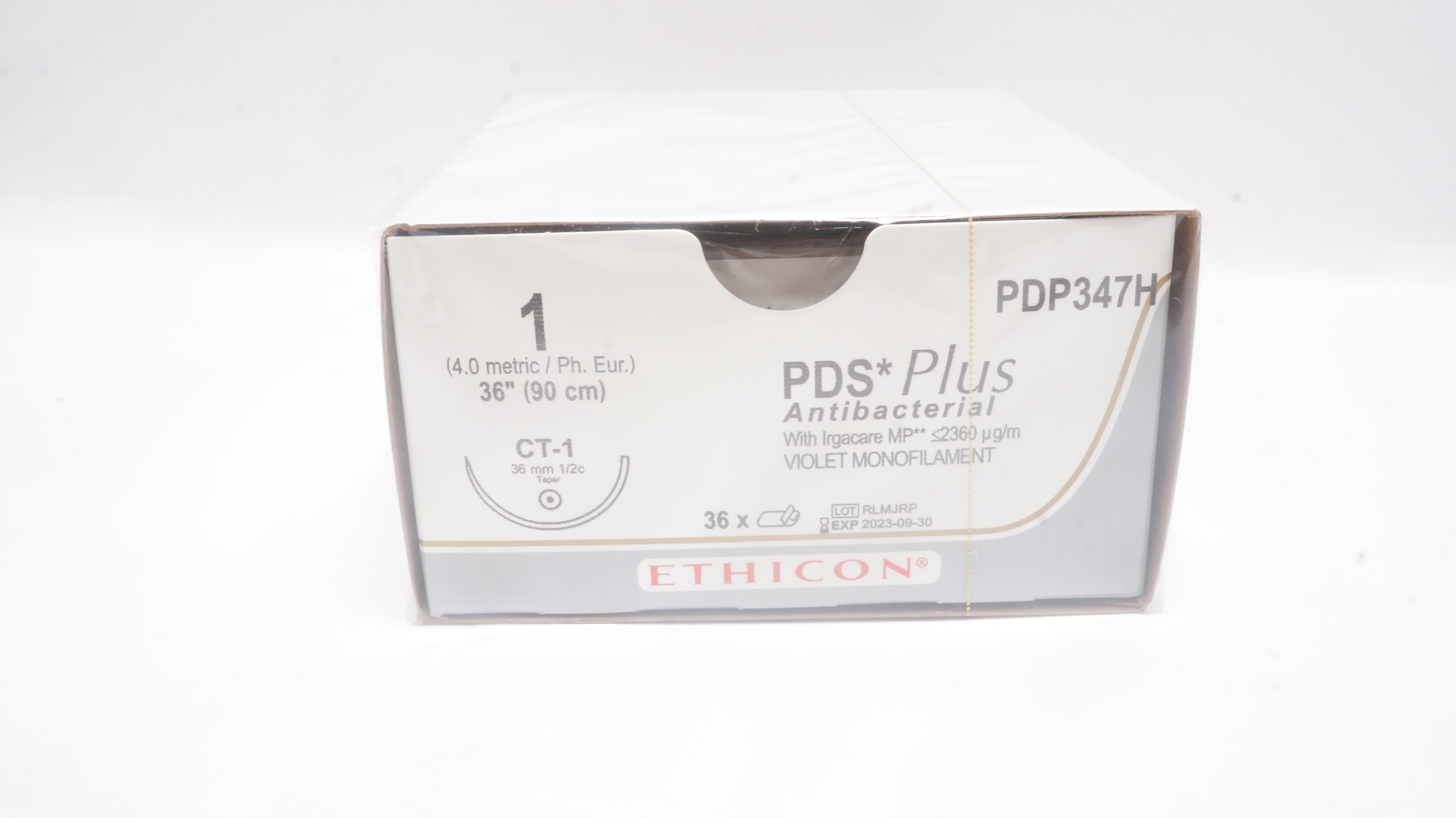 Ethicon PDP347H 1 PDS Plus Stre CT-1 36mm 1/2c Taper, 36inch (x) - Box of 36