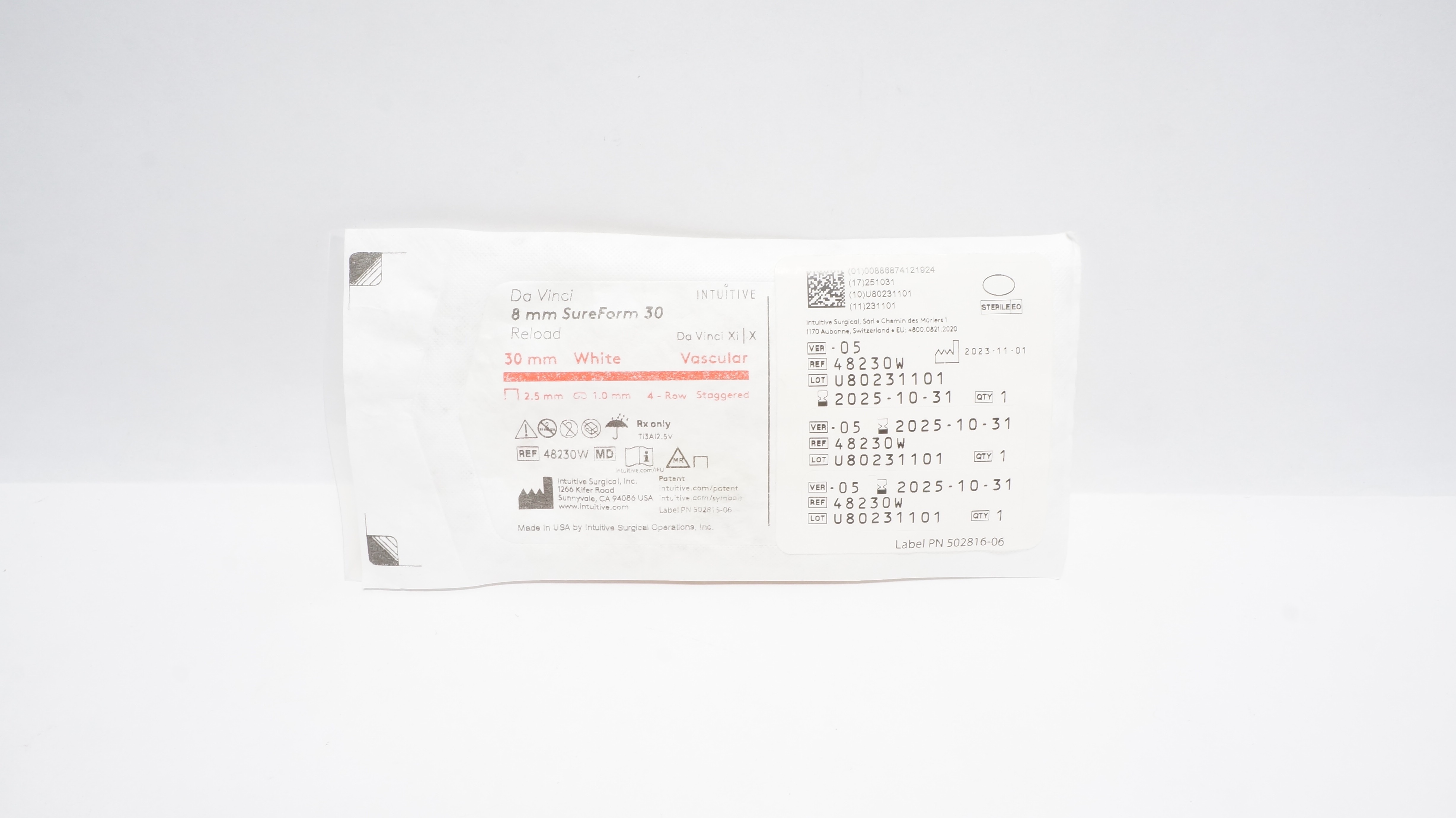 Intuitive Surgical 48230W Da Vinci X,XI 8mm SureForm 30Reload 30mm 4Row 2.5mm(x)