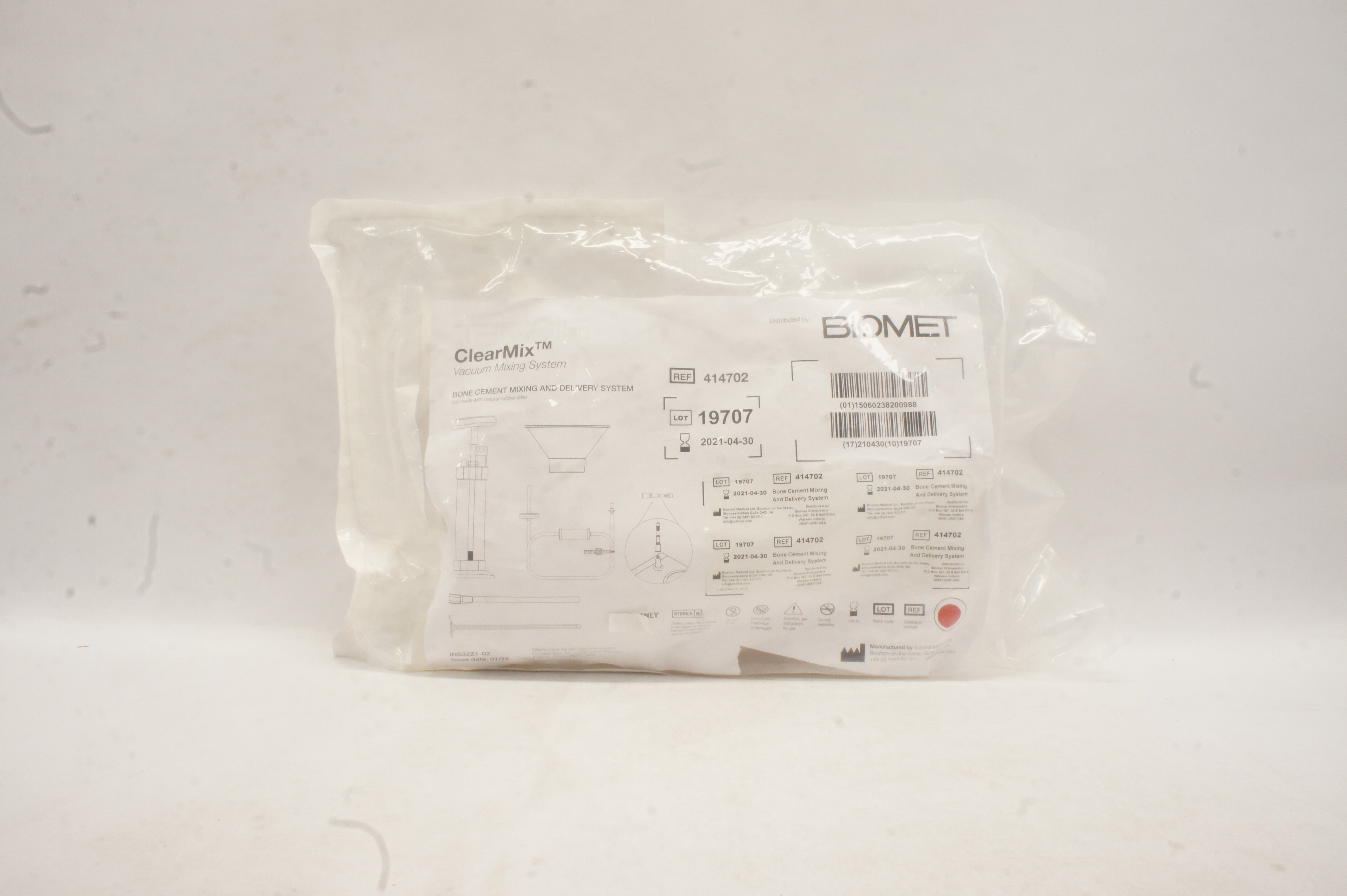 Summit Medical 414702 ClearMix BioMet Bone Cement Mixing & Delivery System (x)
