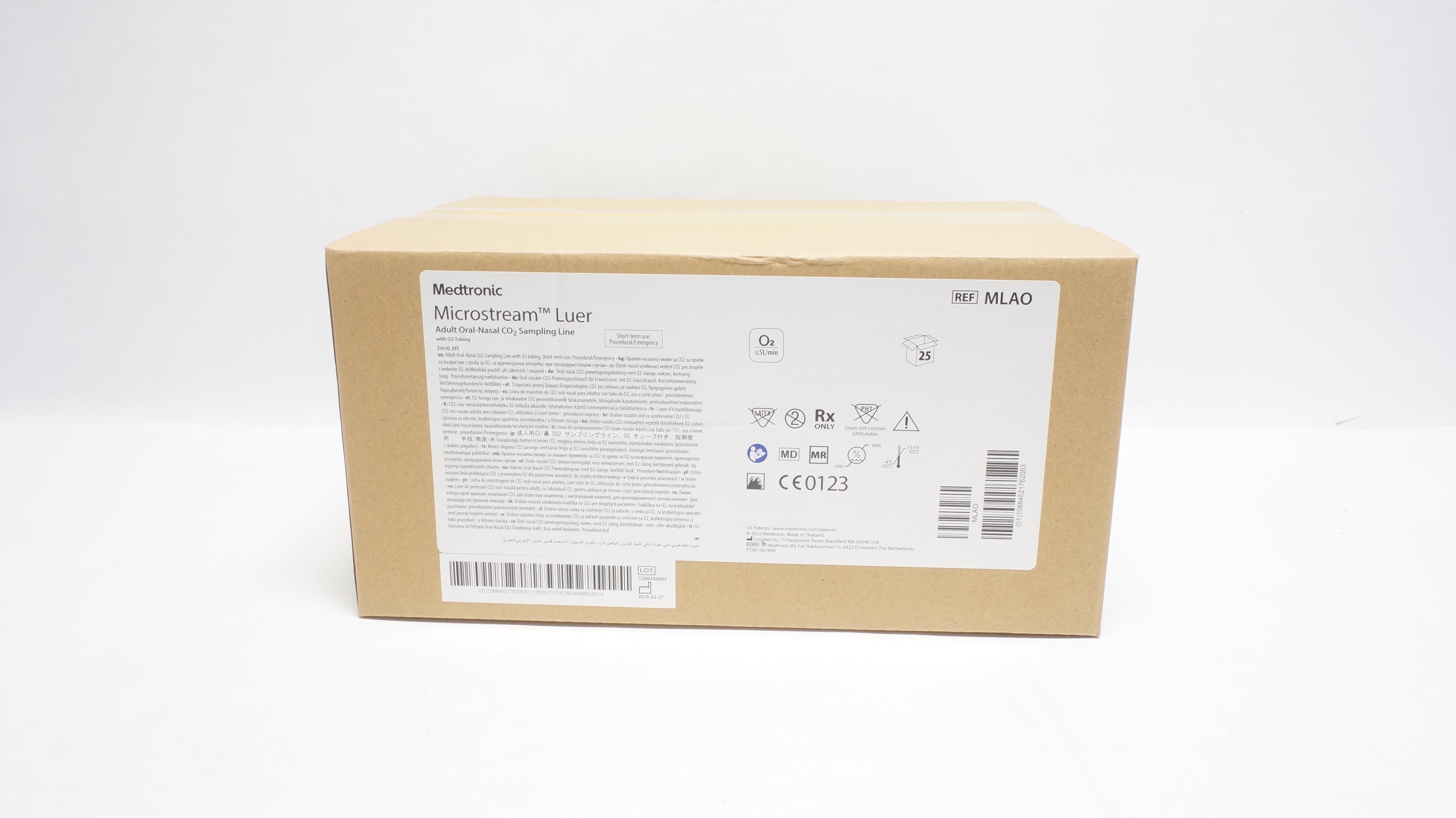 Medtronic MLAO Microstream Luer Adult Oral-Nasal O2 Sampling Line - Box of 25