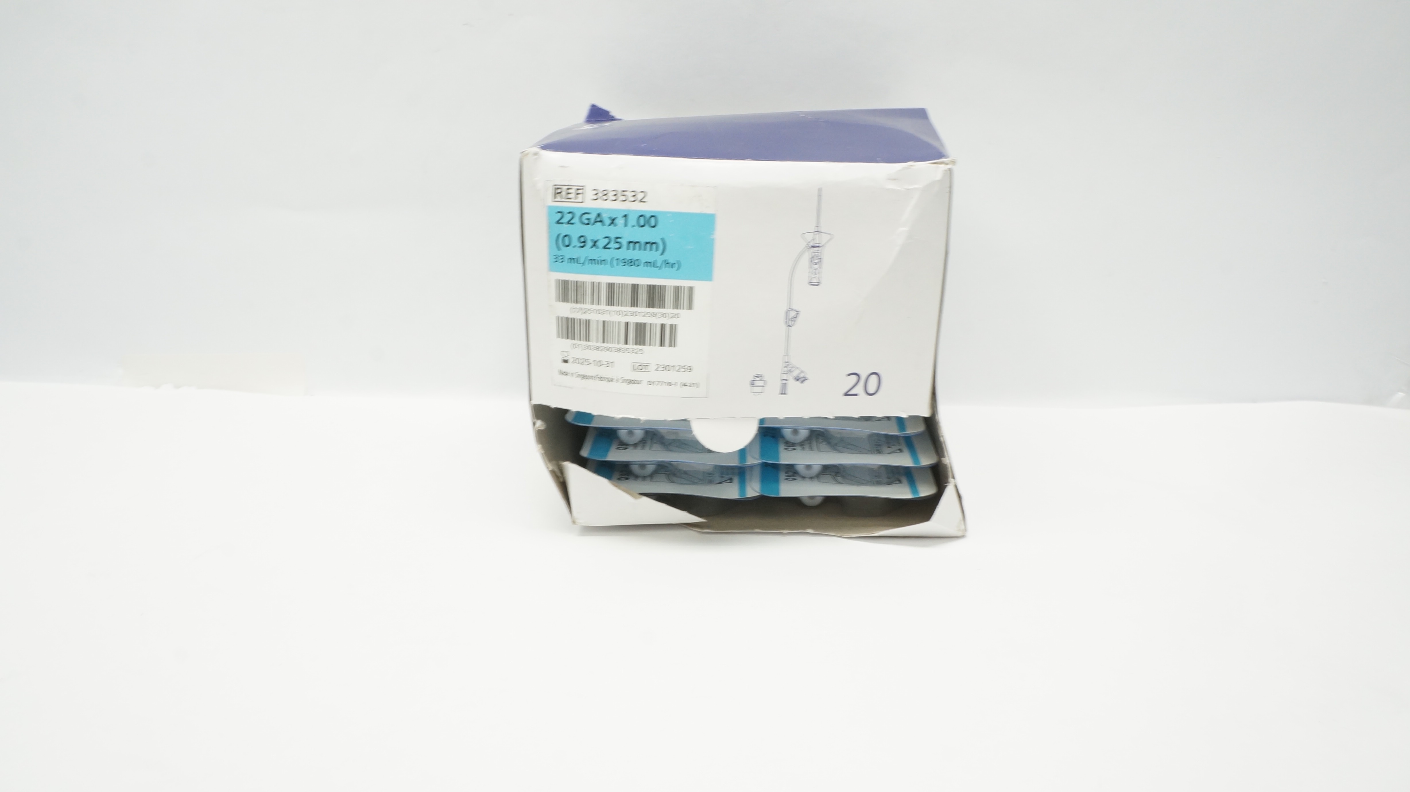 BD 383532 Nexiva Closed IV Cath. System Dual Port 22Ga x 1.00inch - Box of 20