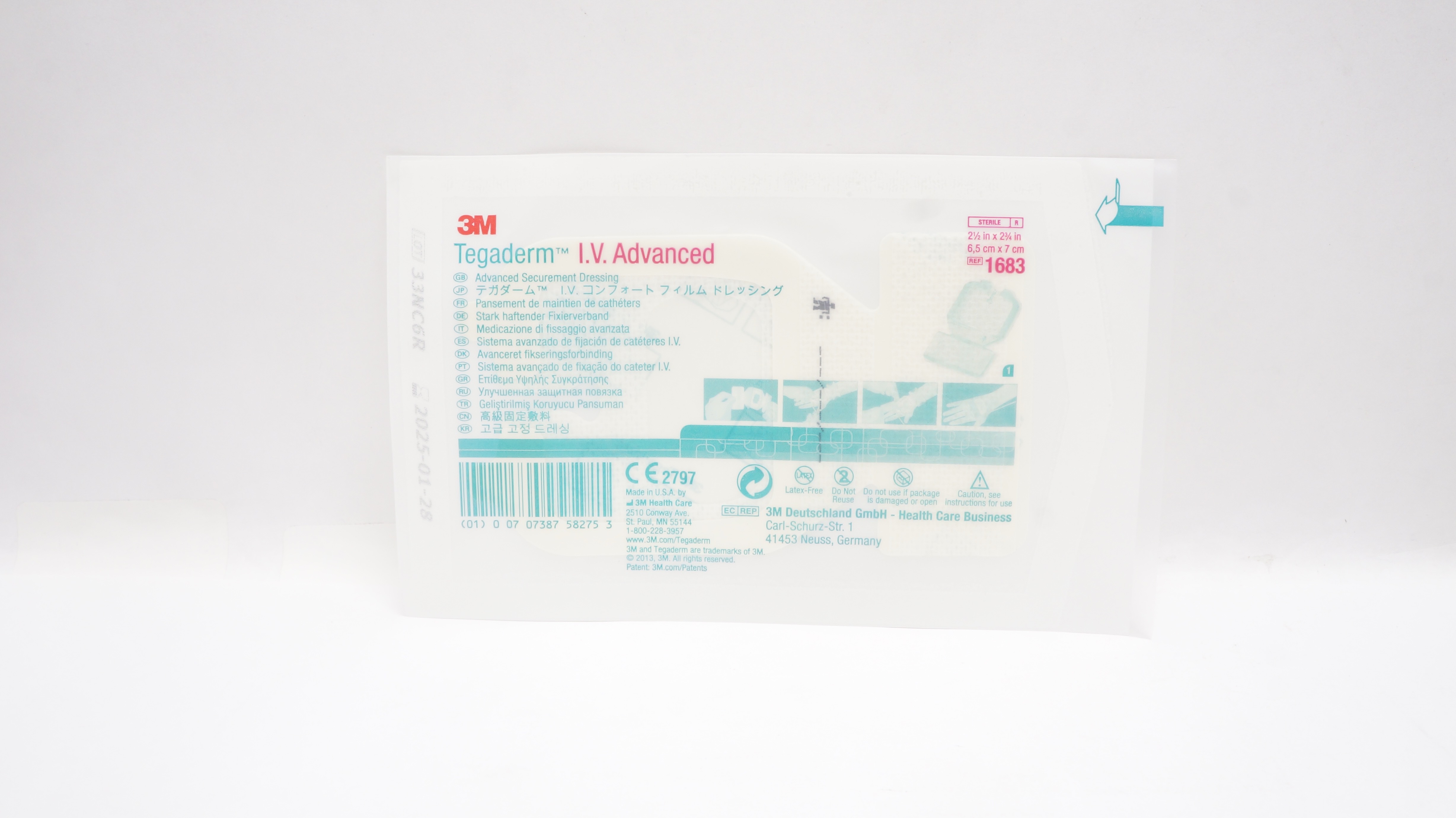 3M 1683 Tegaderm I.V. Advanced Securement Dressing 2-1/2 x 2- 3/4 inch
