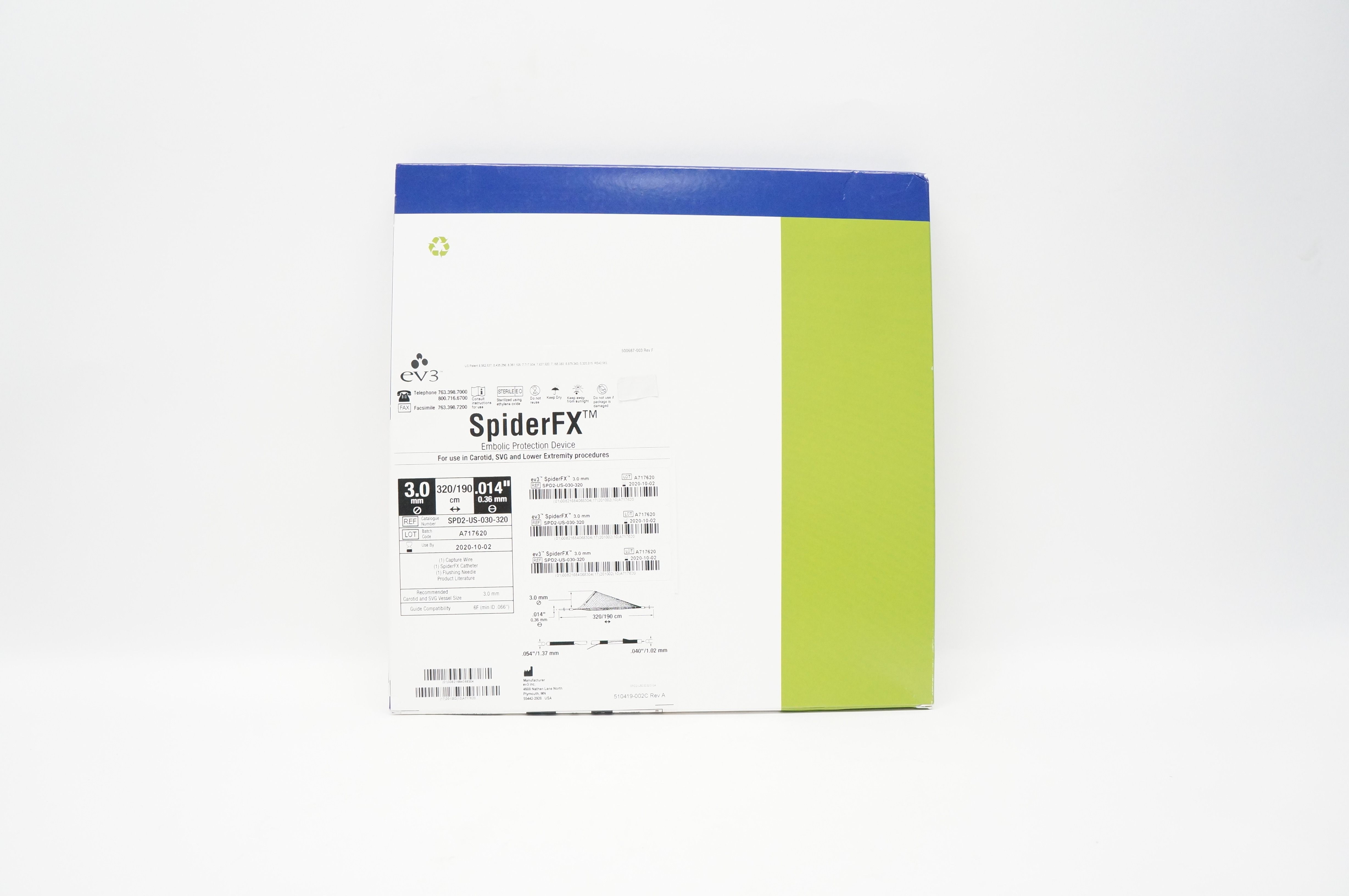 EV3 SPD2-US-030-320 Embolic Protection Device 3.0 x .014inch x 320/190cm (x)