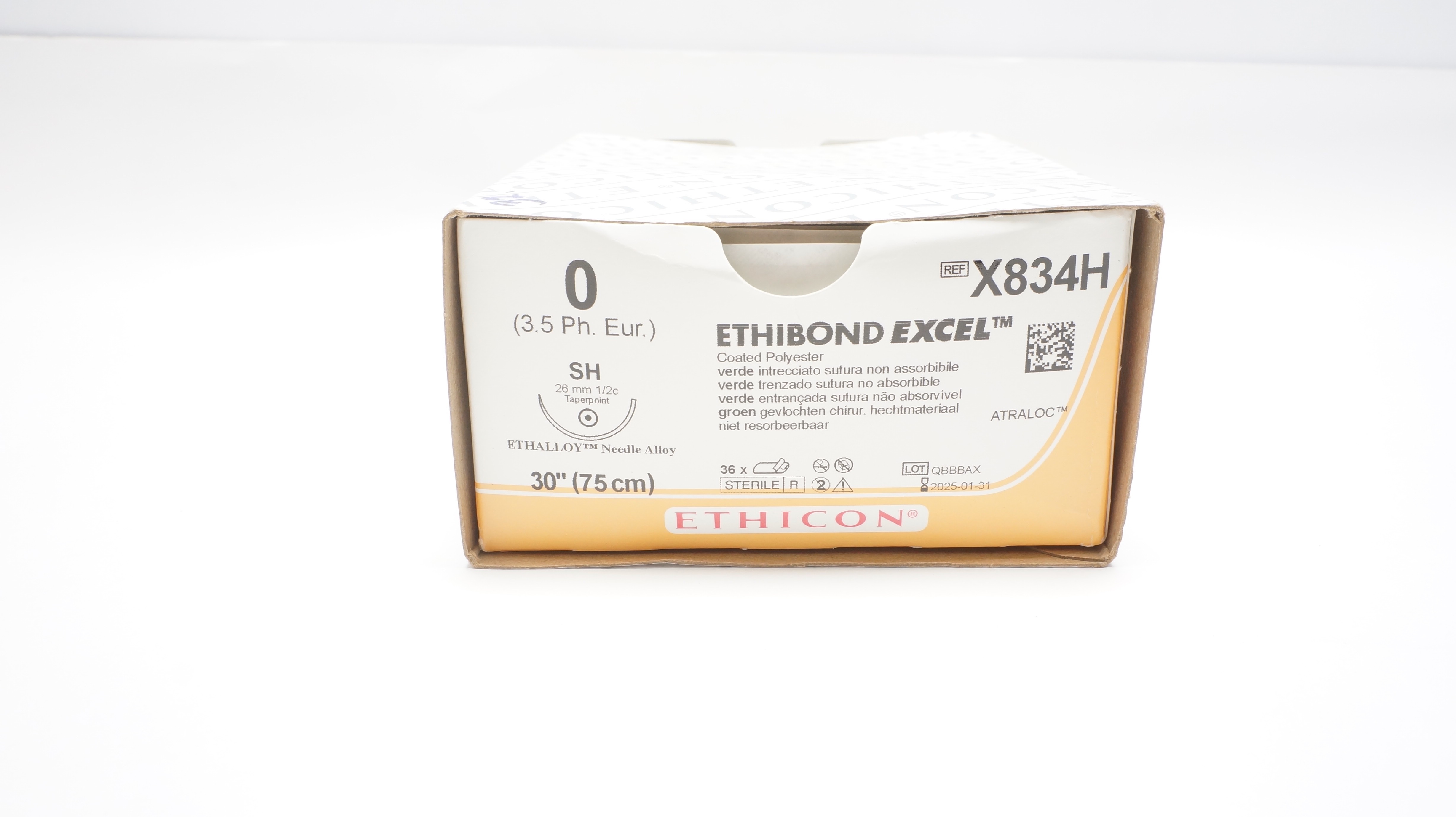 Ethicon X834H 0 Ethibond Excel Stre SH 26mm 1/2c Taperpoint 30inch (x)-Box of 32