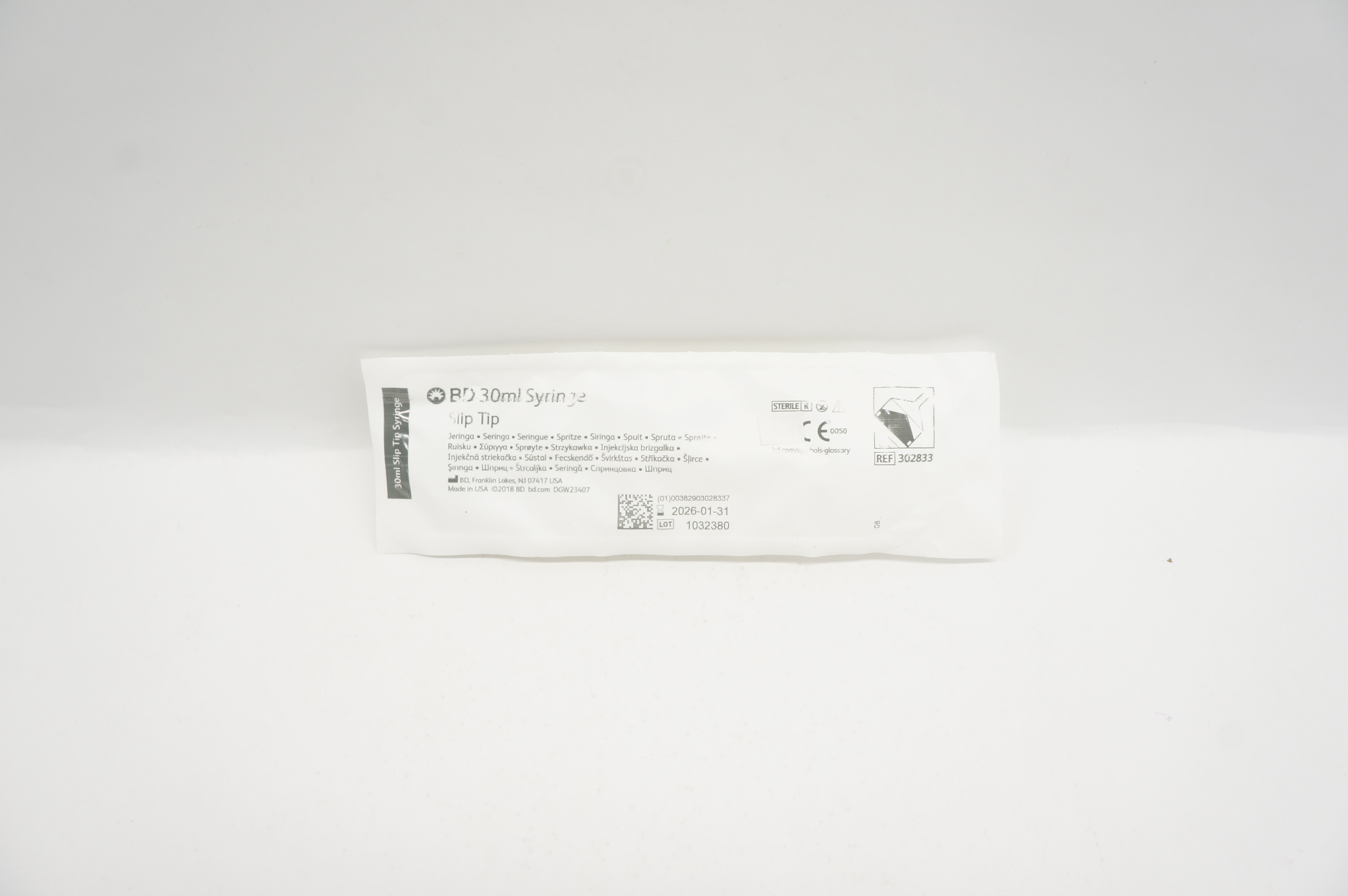 BD 302833 30 ml Syringe Slip Tip