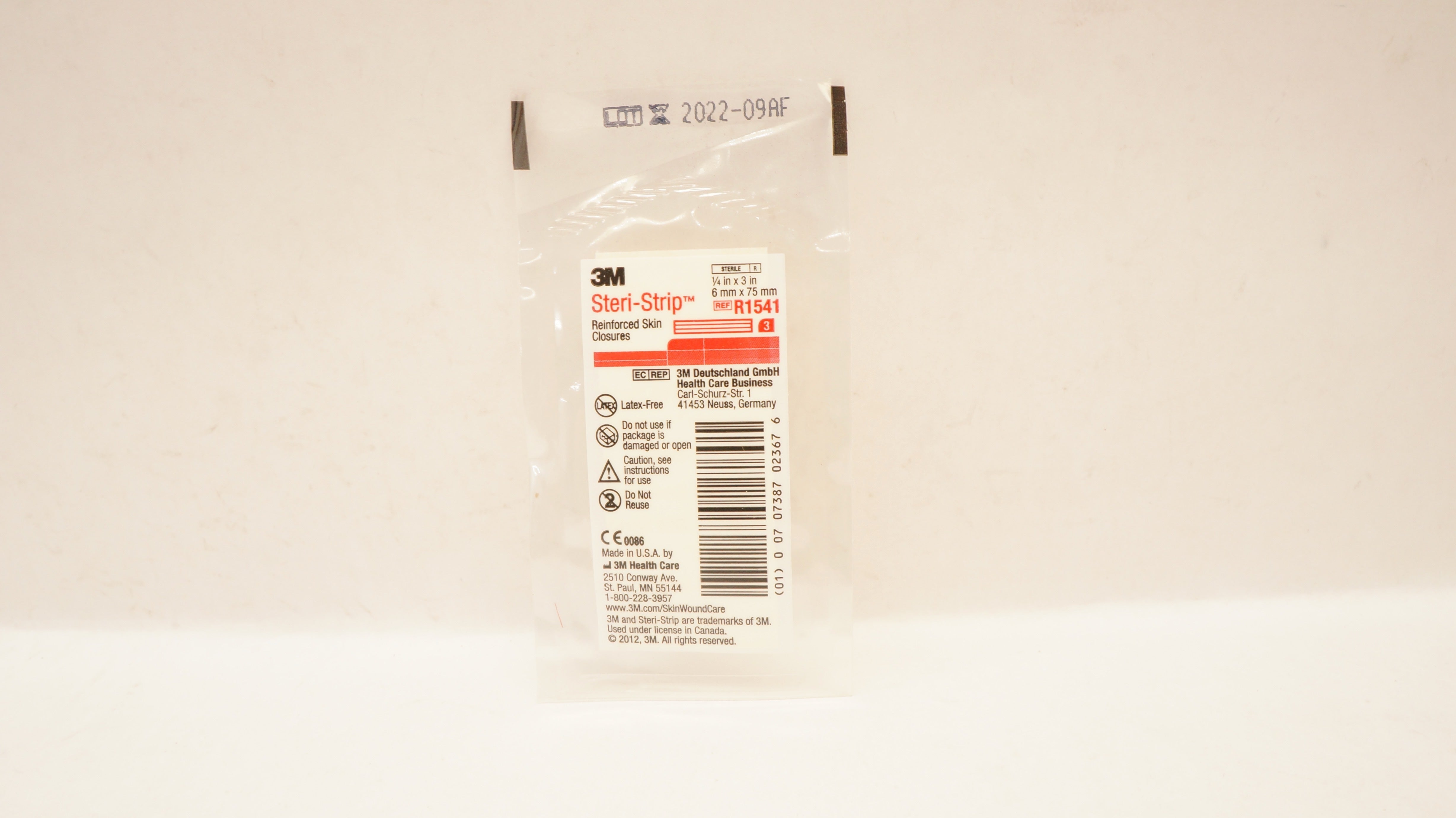 3M R1541 Steri-Strip Reinforced Skin Closures 1/4inch x 3inch (x) - Pack of 3
