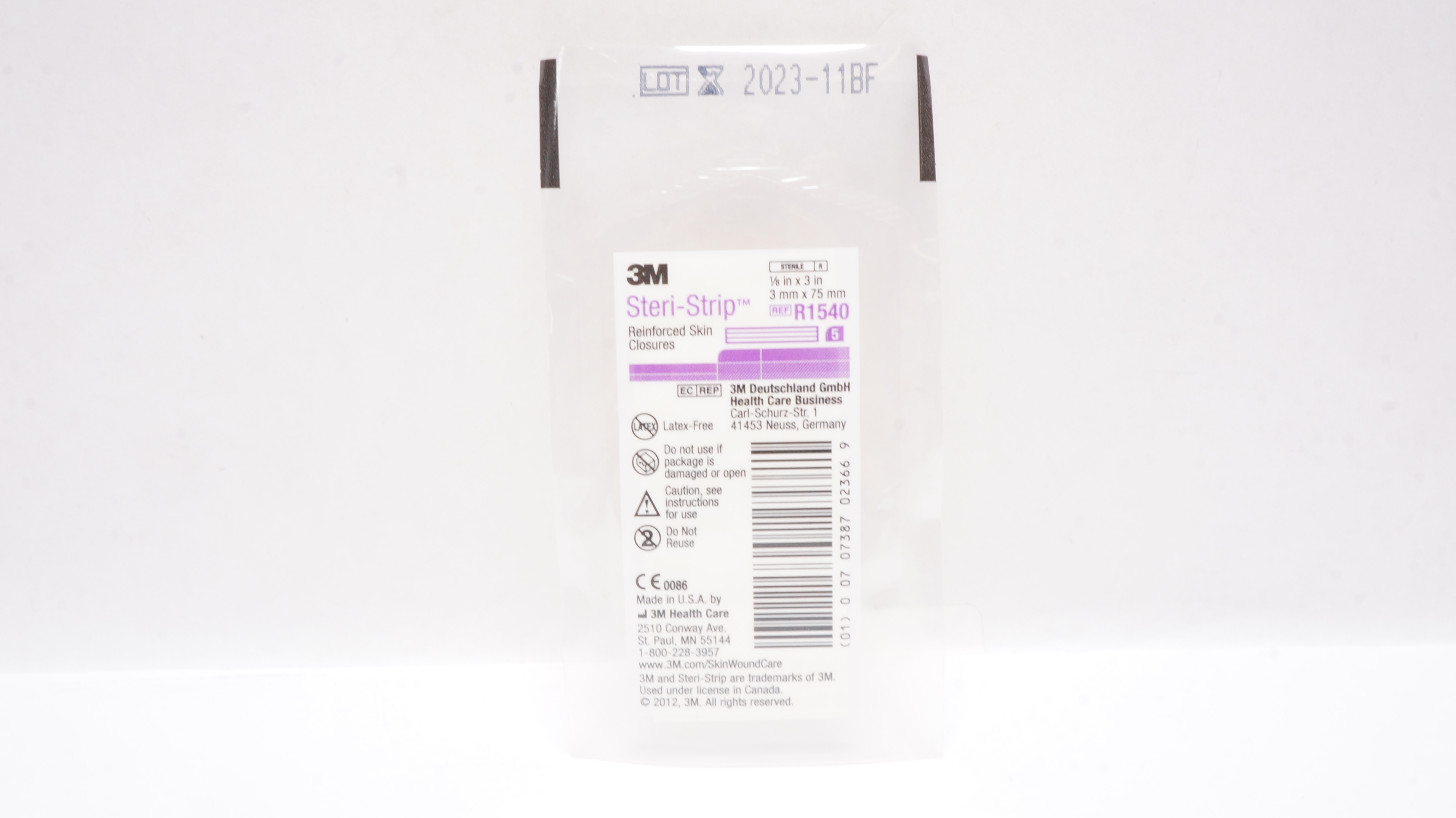 3M R1540 Steri-Strip Reinforced Skin Closures 1/8inch x 3inch - Packet of 5