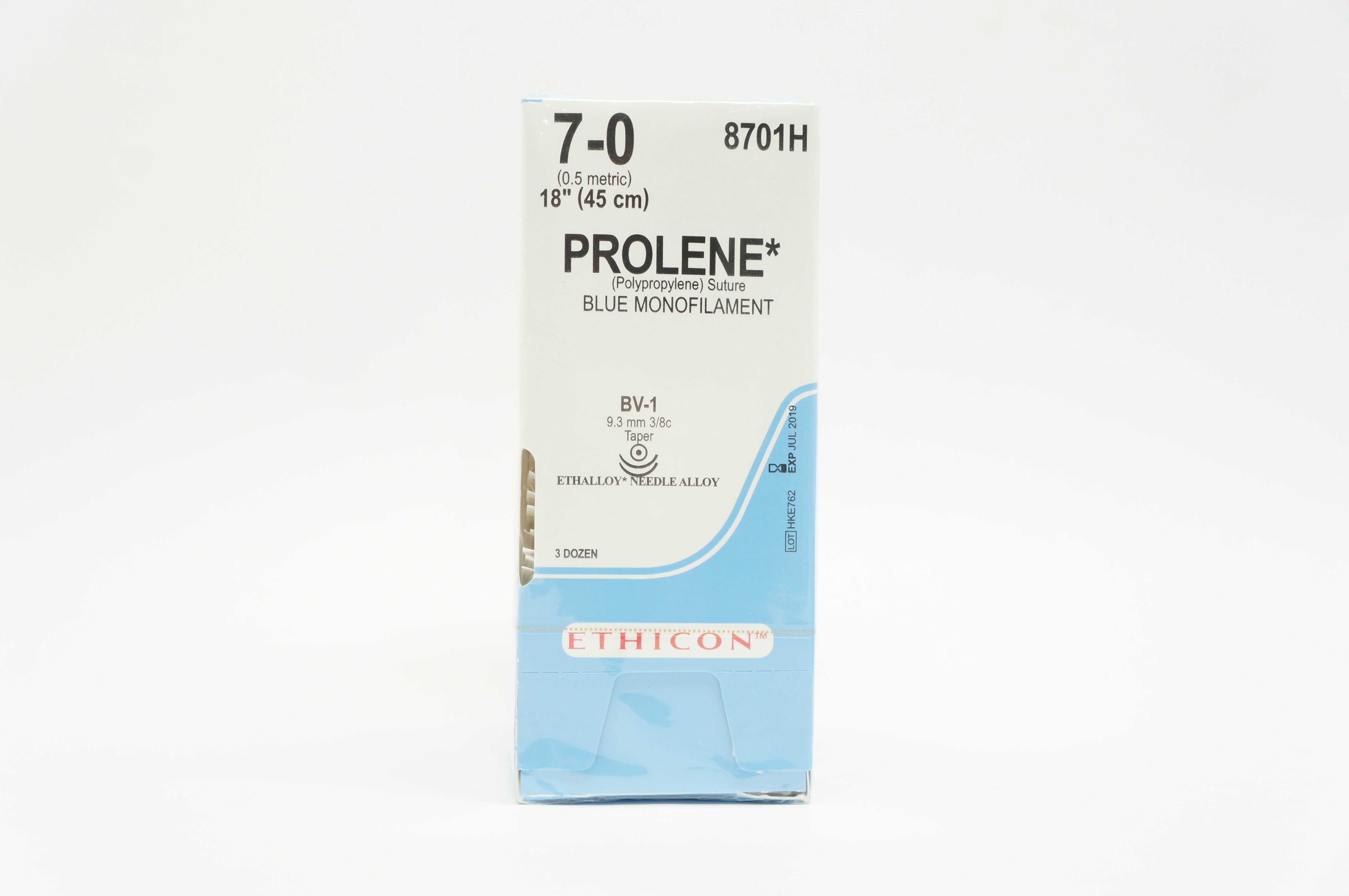 Ethicon 8701H 7-0 Prolene Stre BV-1 9.3mm 3/8c Taper (x) - Box of 36