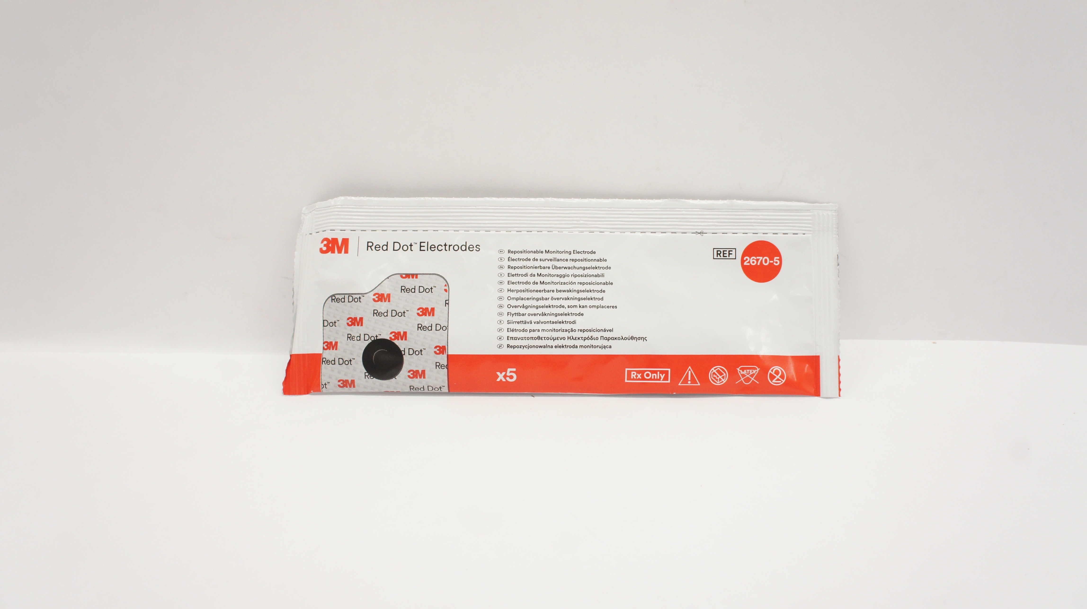 3M 2670-5 Red Dot Electrodes Repositionable Monitoring Electrode- Pack of 5 (x)