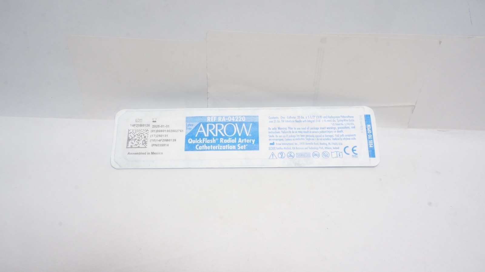 Arrow RA-04220 QuickFlash Radial Artery Catheter Set 20 Ga.