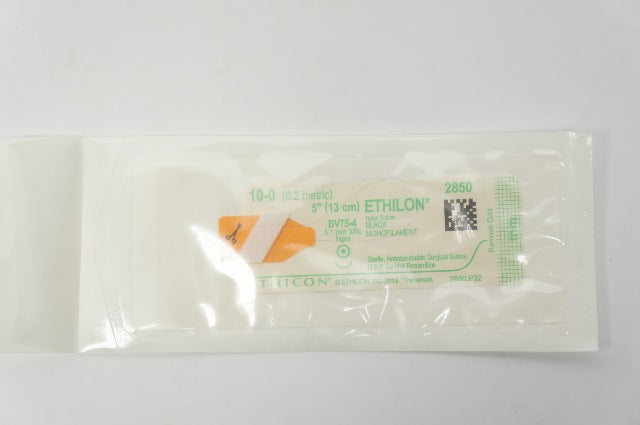 Ethicon 2850 10-0 ETHILON Nylon Stre BV75-4, 5.1mm 3/8c Taper, 5inch (x)
