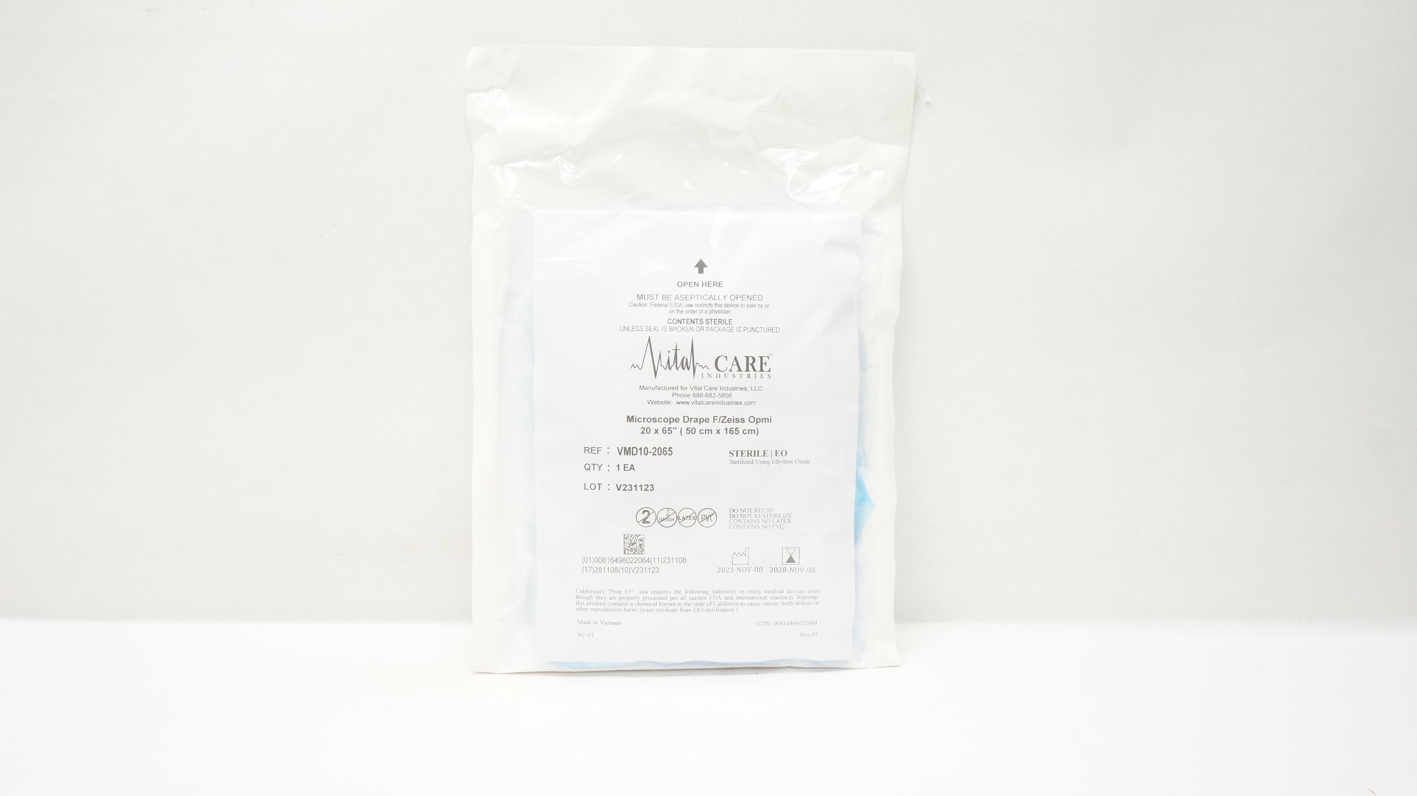 VitalCare VMD10-2065 Microscope Drape F/Zeiss Opmi 20 x 65In