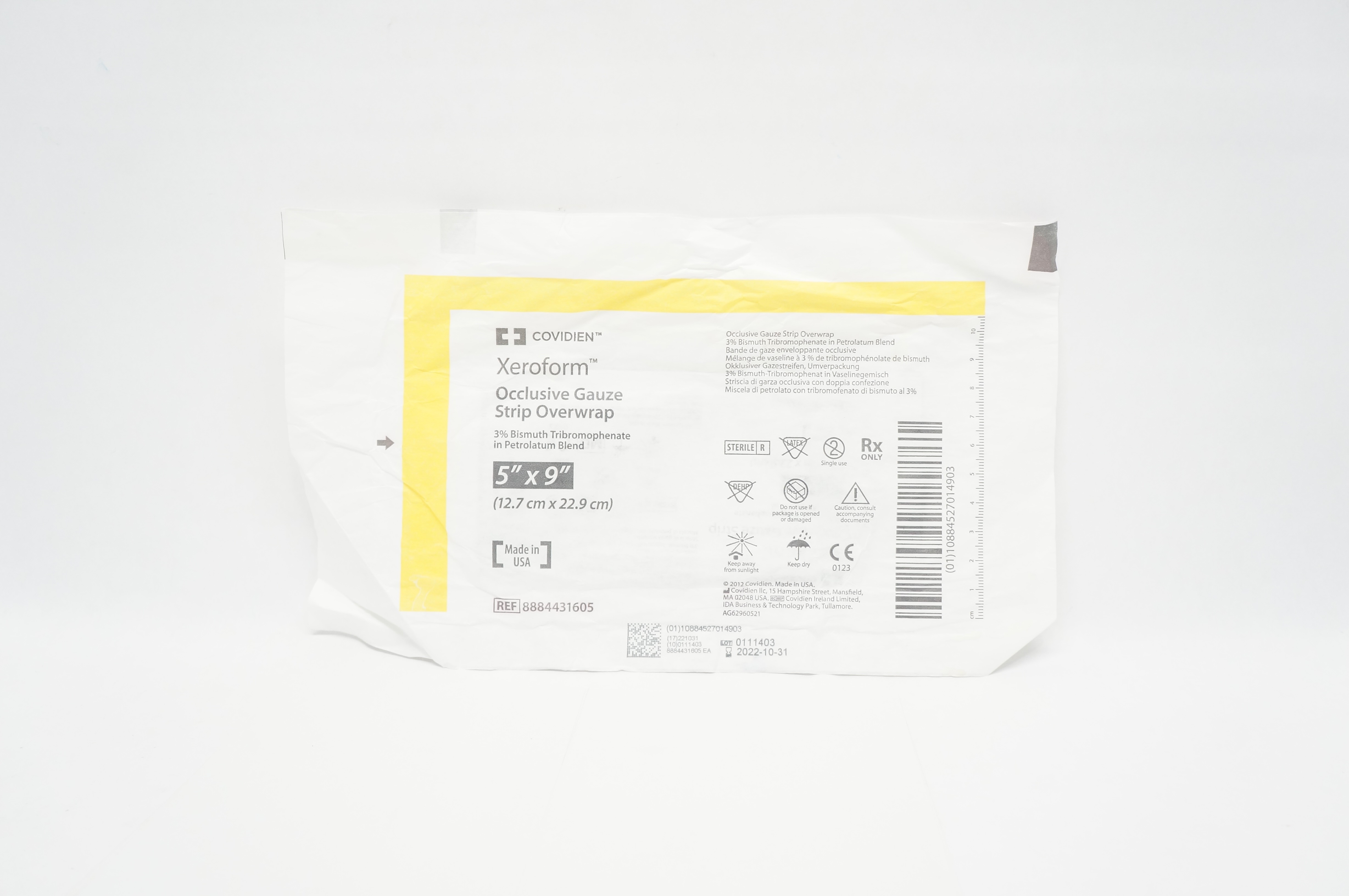 Covidien 8884431605 Xeroform Occlusive Gauze Strip Overwrap 5inch x 9inch