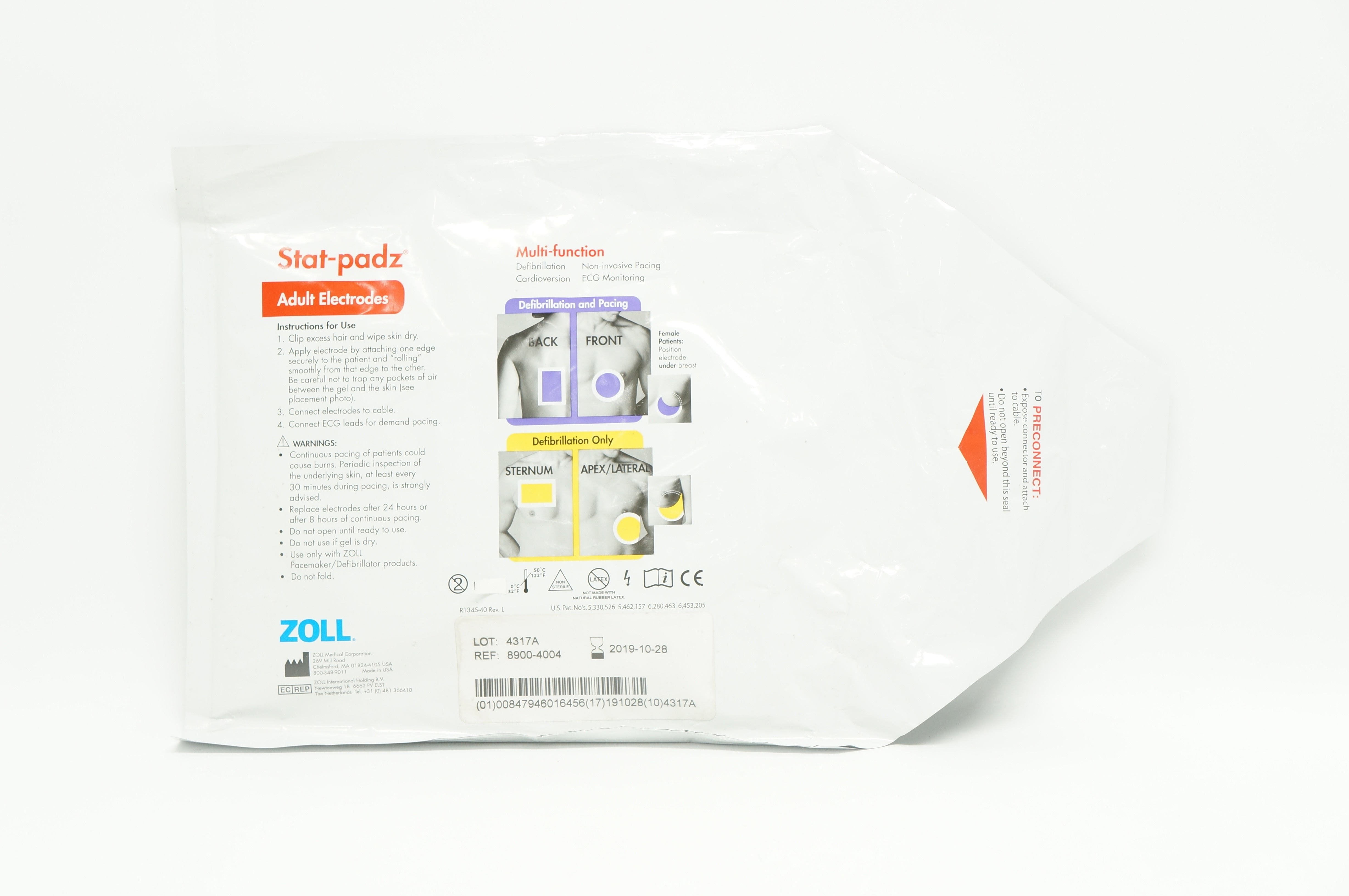 Zoll 8900-4004 Stat-Padz Multi-Function Adult Electrodes >8 Years >55 lbs (x)