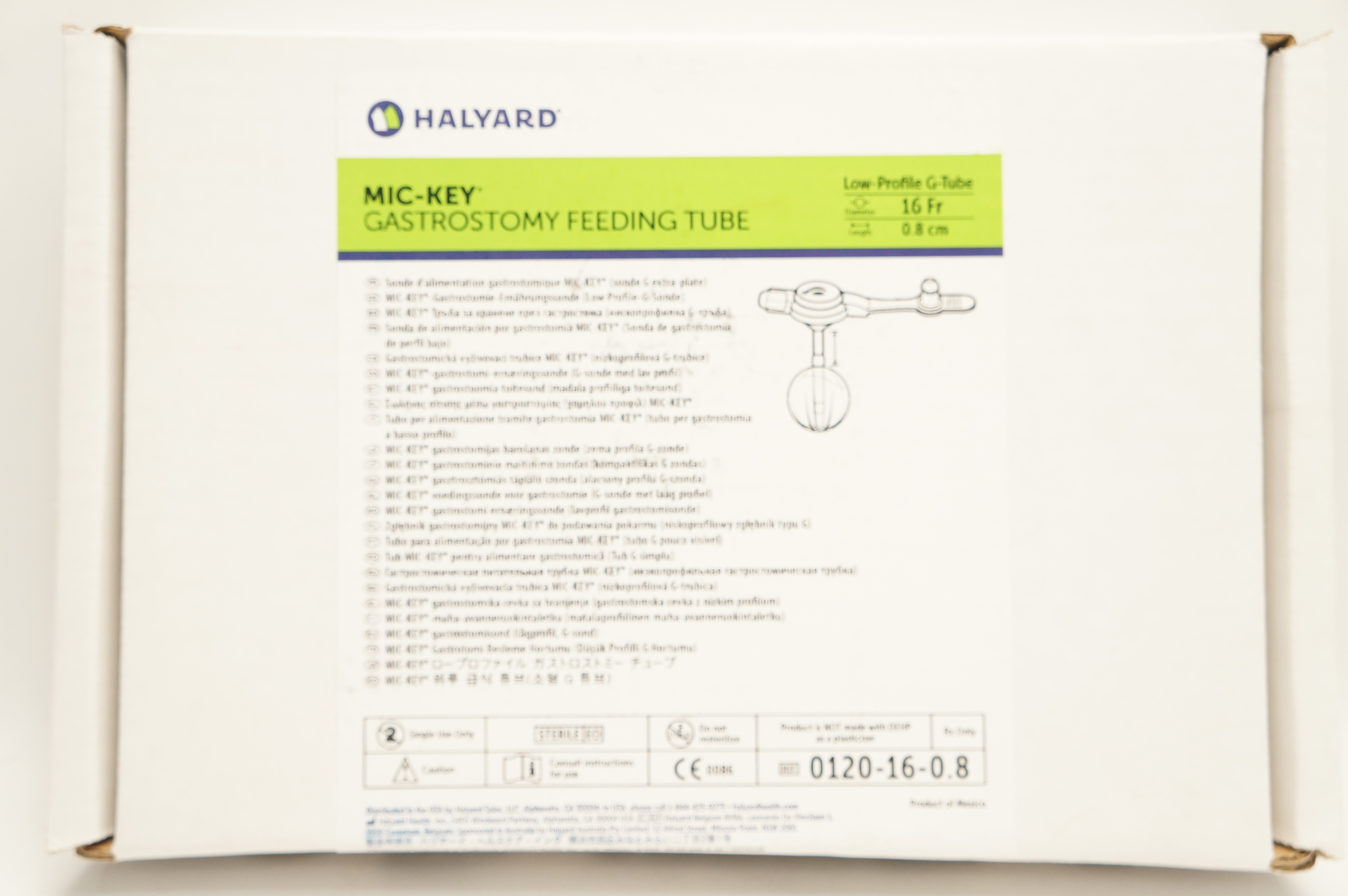 Avanos 0120-16-0.8 Gastrostomy Feeding Tube Low-Profile G-Tube 16F x 0.8cm (x)