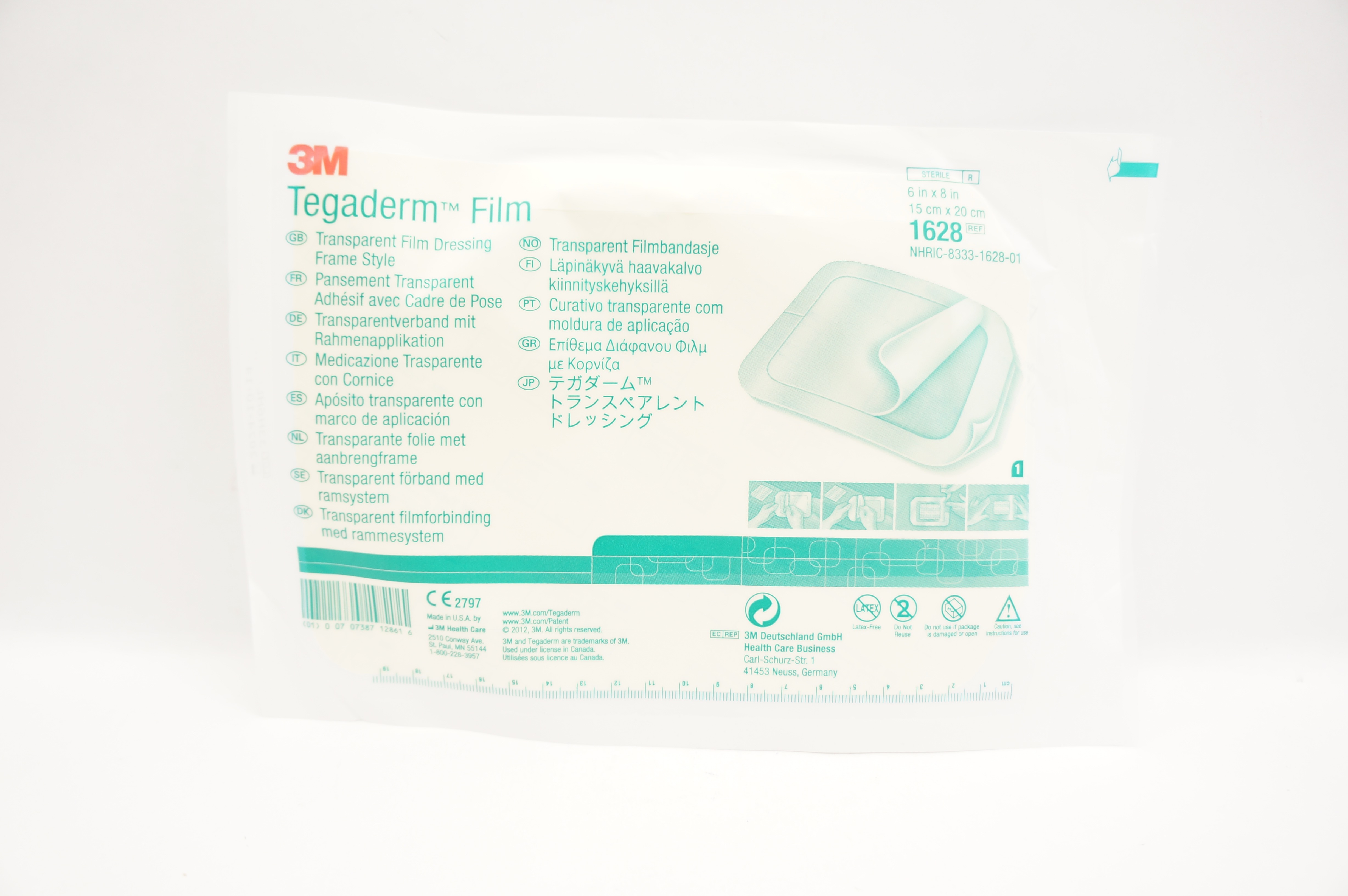 3M 1628 Tegaderm Transparent Film Dressing Frame Style, 6inch x 8inch