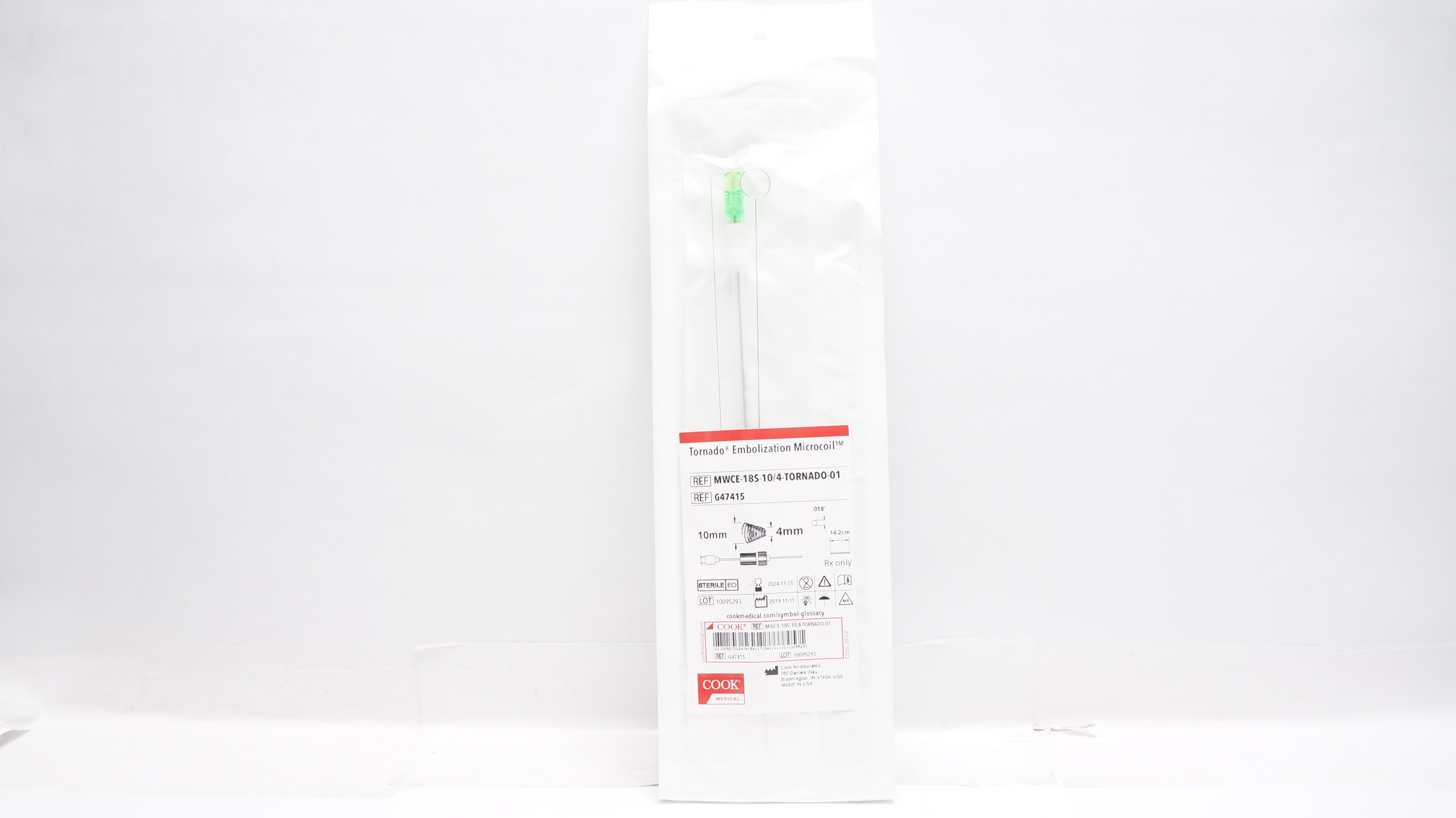 Cook Medical G47415 Tornado Embolization Microcoil .018inch x 14.2cm