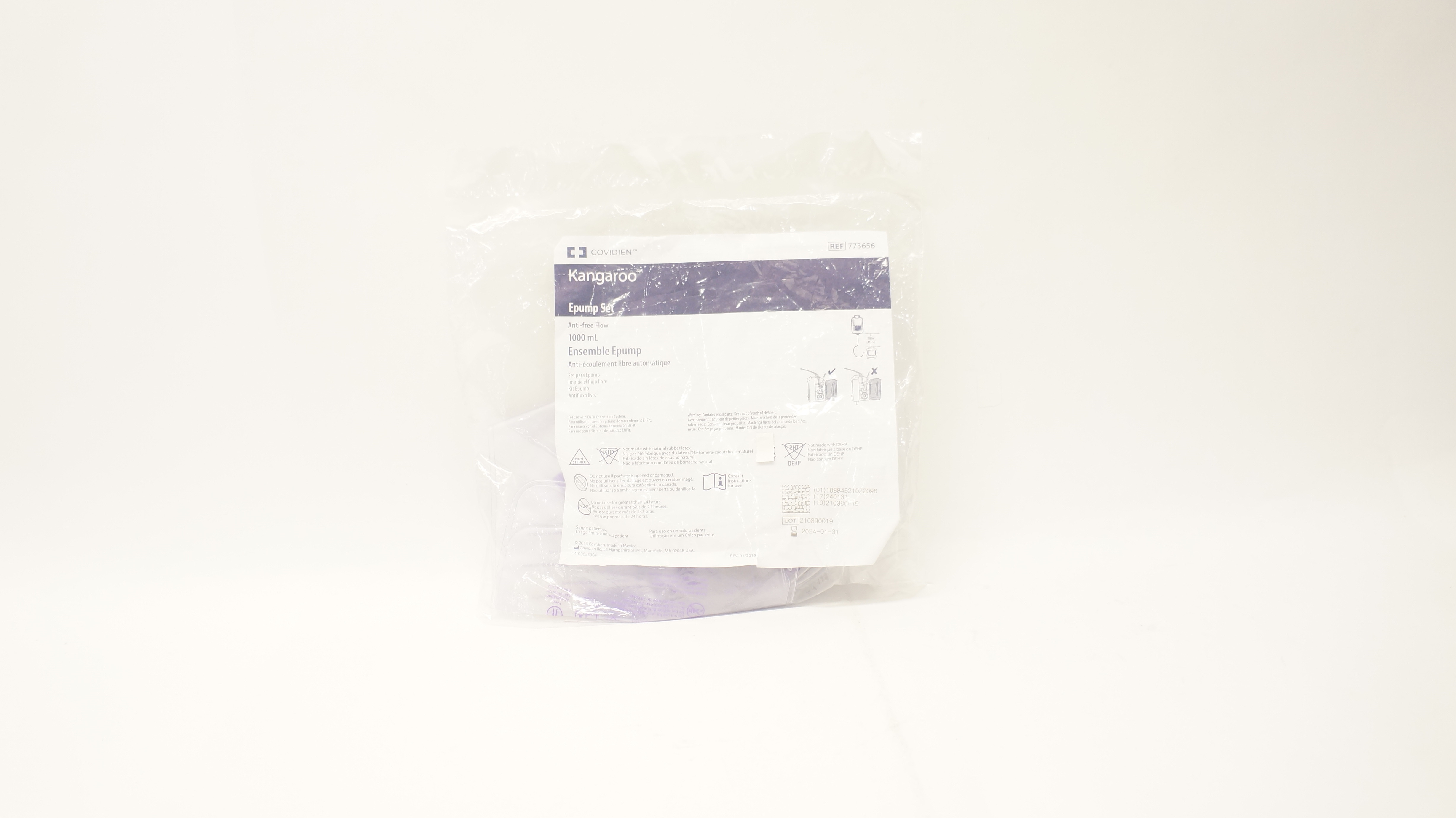 Covidien 773656 Kangaroo Epump Set Anti-Free Flow 1000mL
