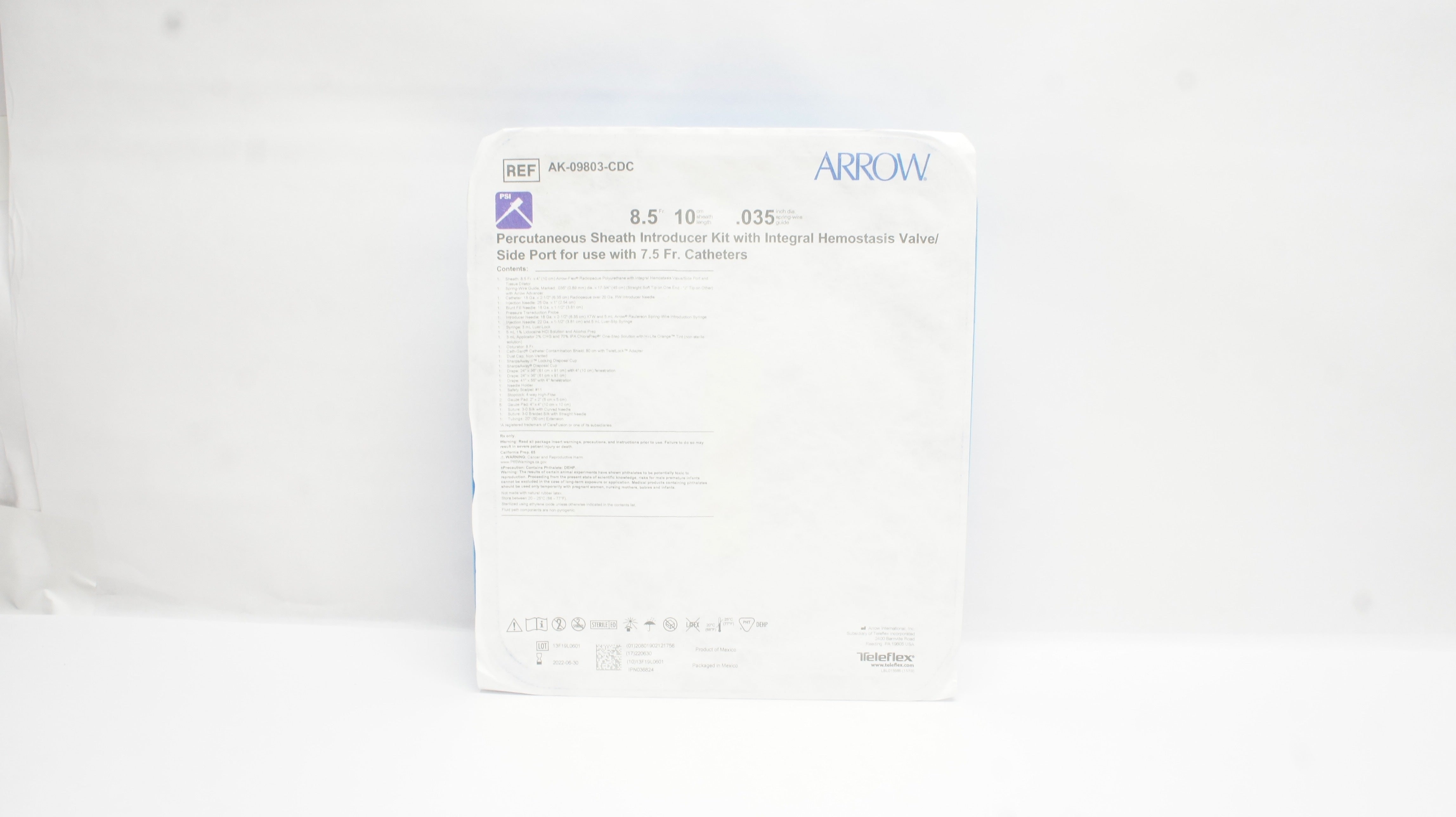 Arrow AK-09803-CDC Percutaneous Introducer Sheath Kit 8.5Frx 10cm x 0.035inch(x)