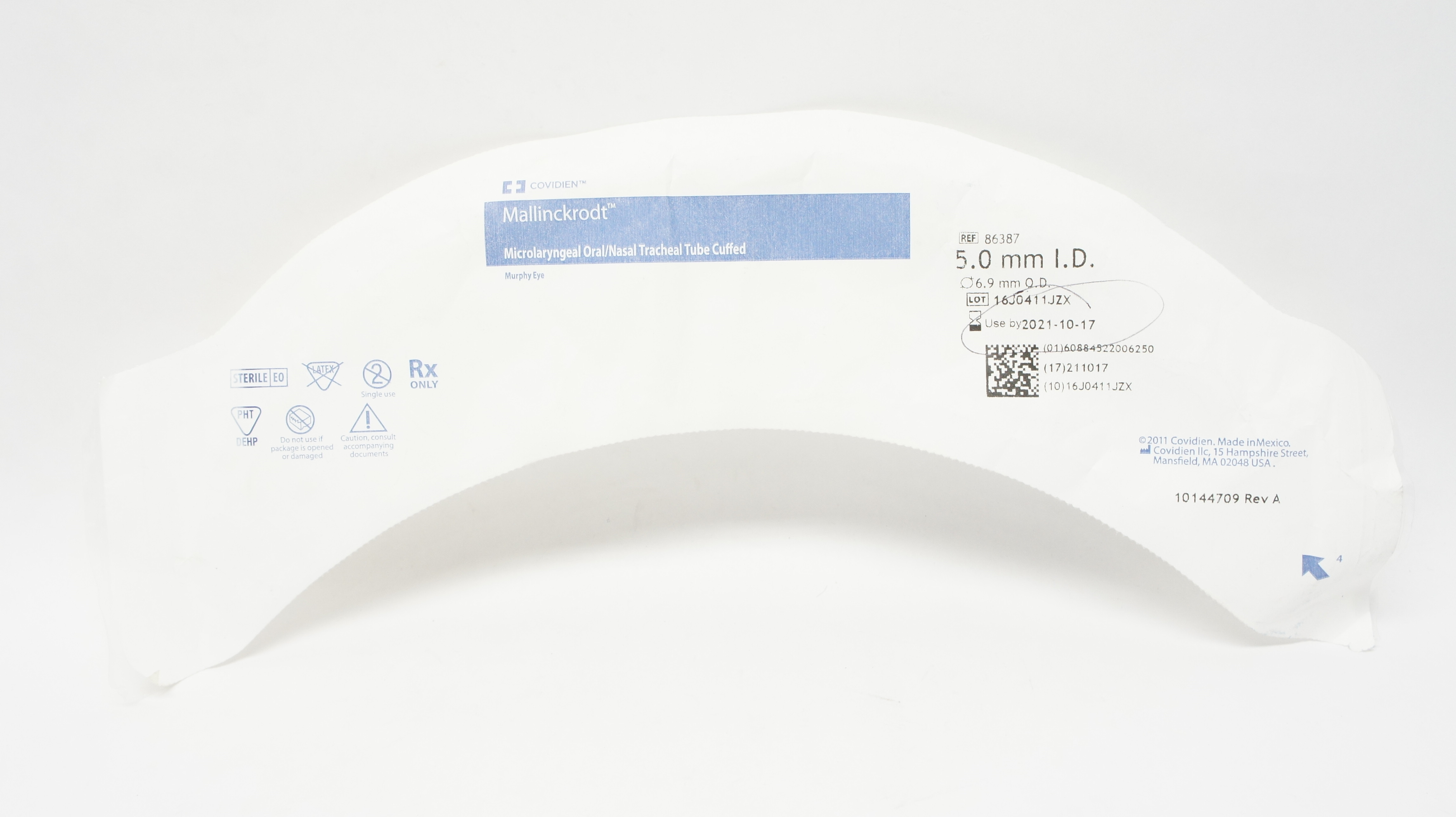 Covidien 86387 Mallinckrodt Microlaryngeal Oral/Nasal Tracheal Tube 5.0x6.9mm(x)