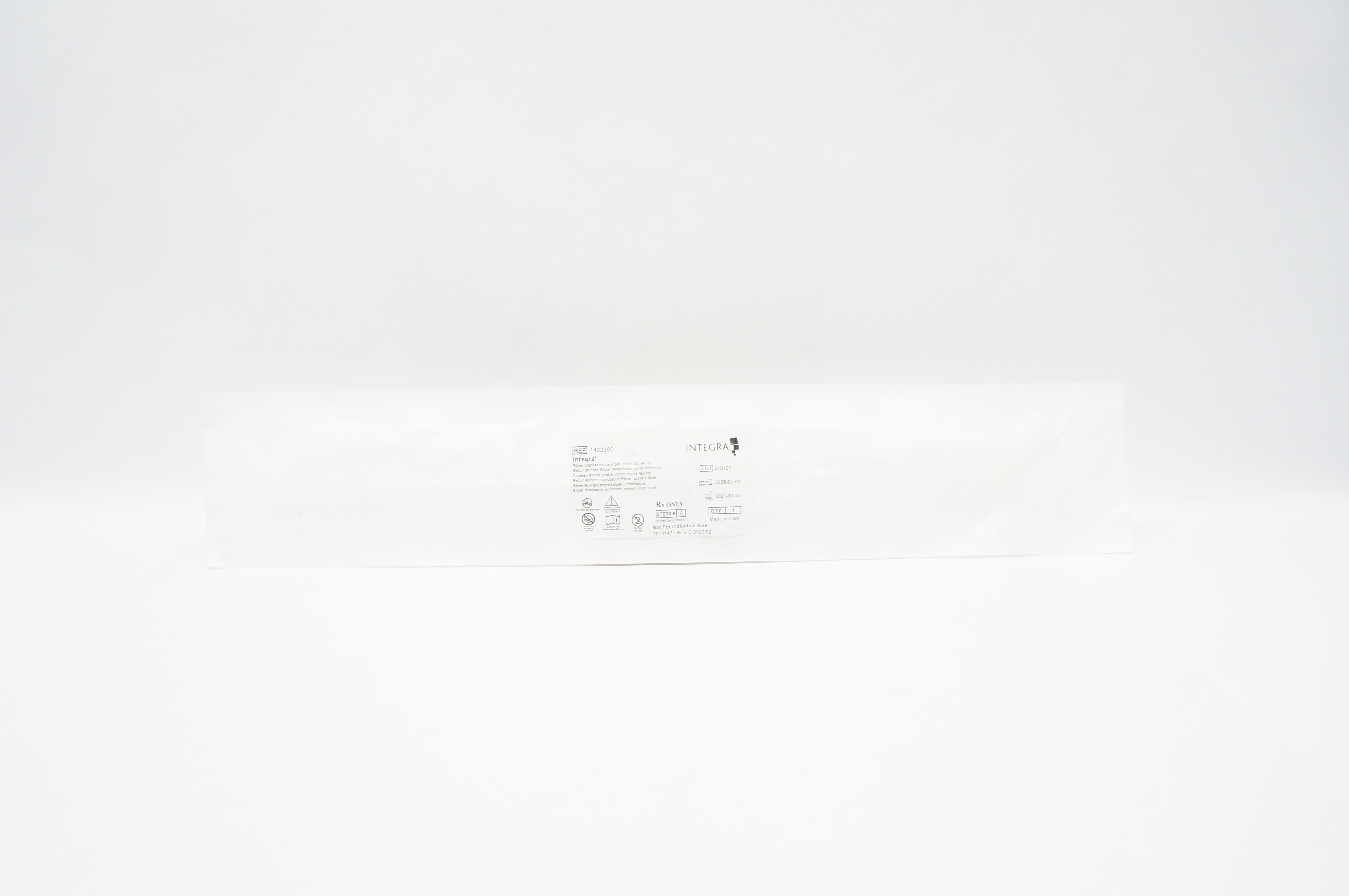 Integra 1422300 Blitzer Disposable Laryngeal Knife, Sickle Tip