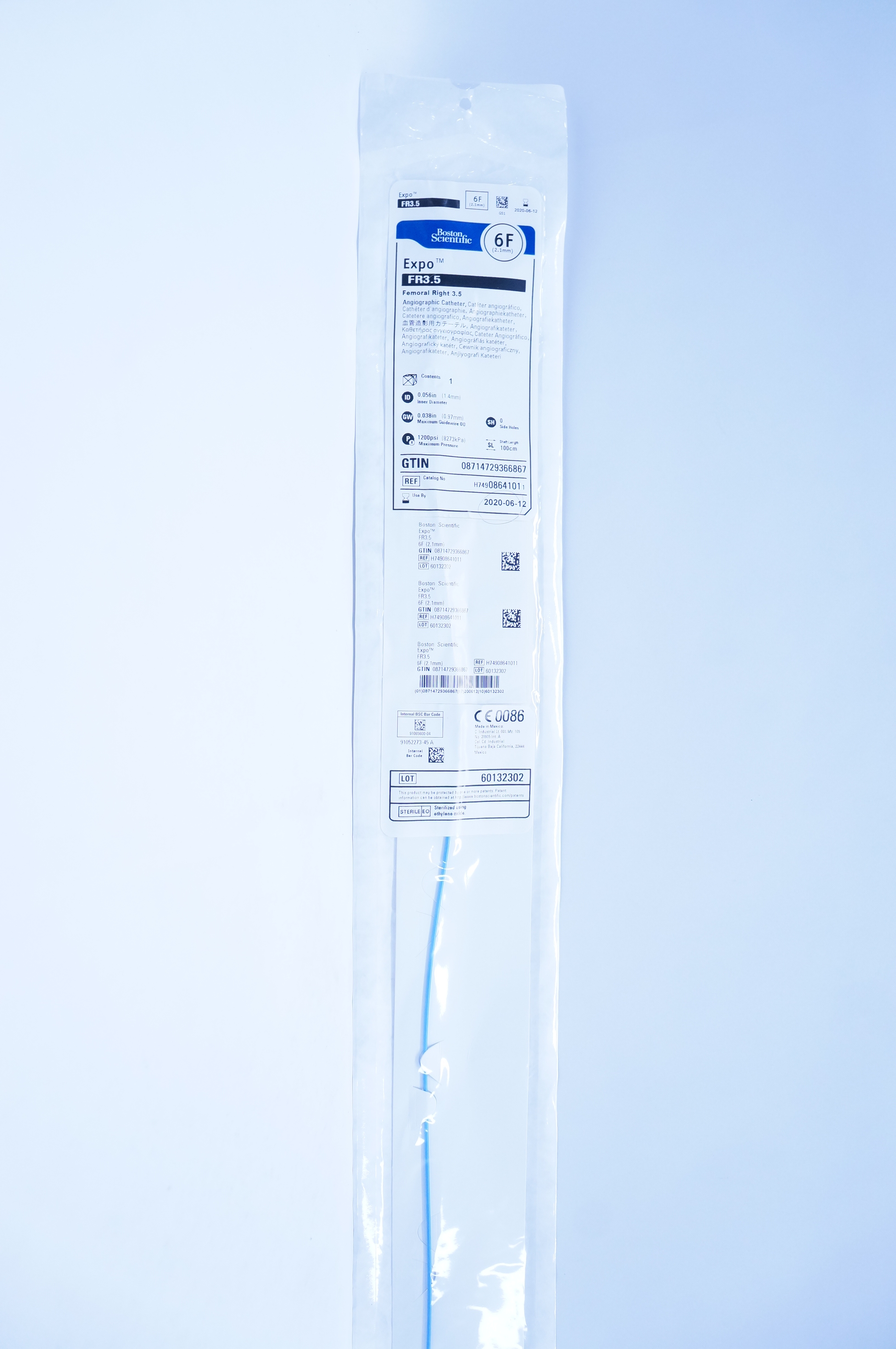 Boston Scientific H74908641011 Expo Angiographic Cath. Femoral Right 3.5 6F (x)