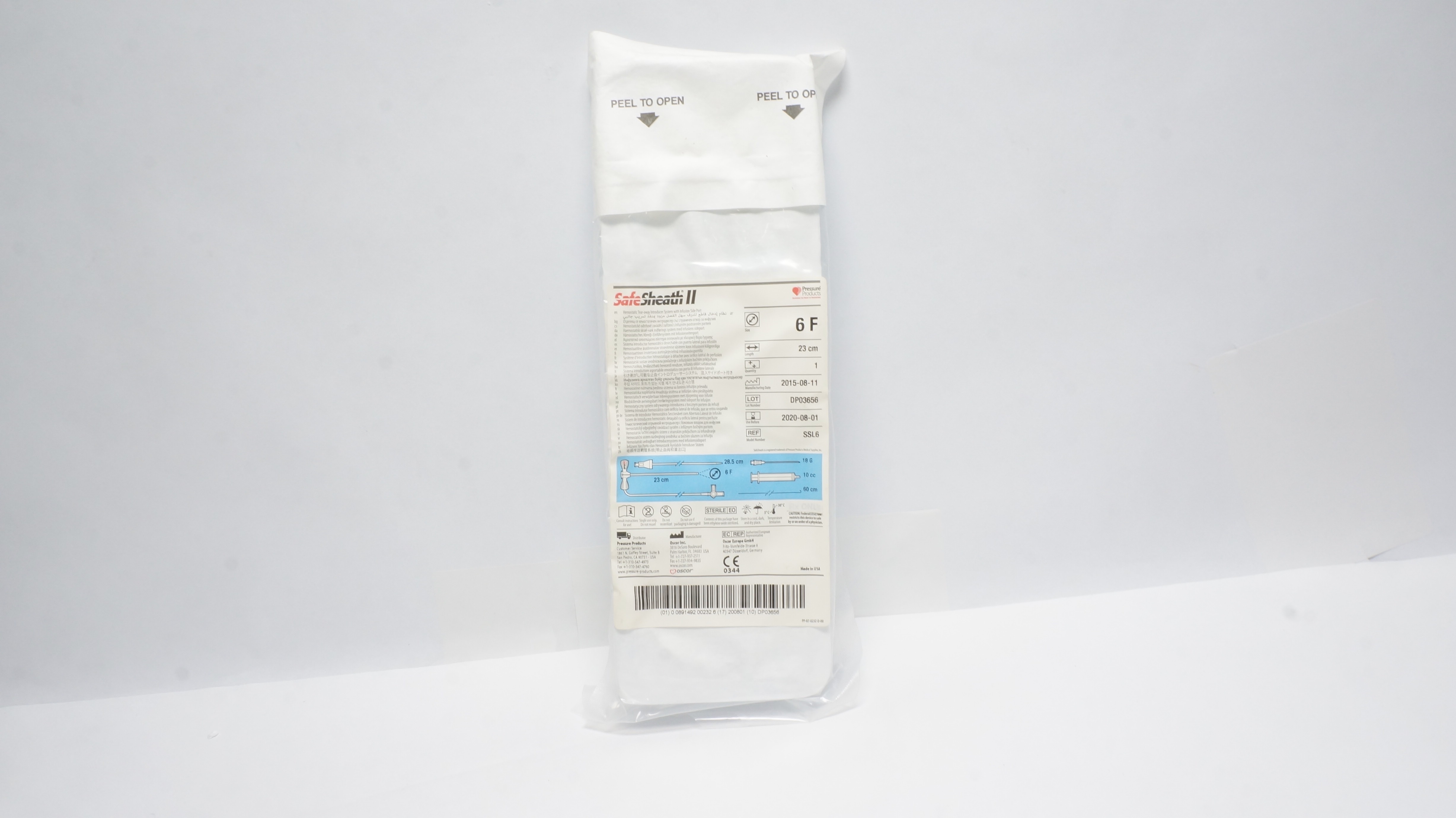 Oscor SSL6 SafeSheath II Hemostatic Introducer System 6F x 23cm (x)
