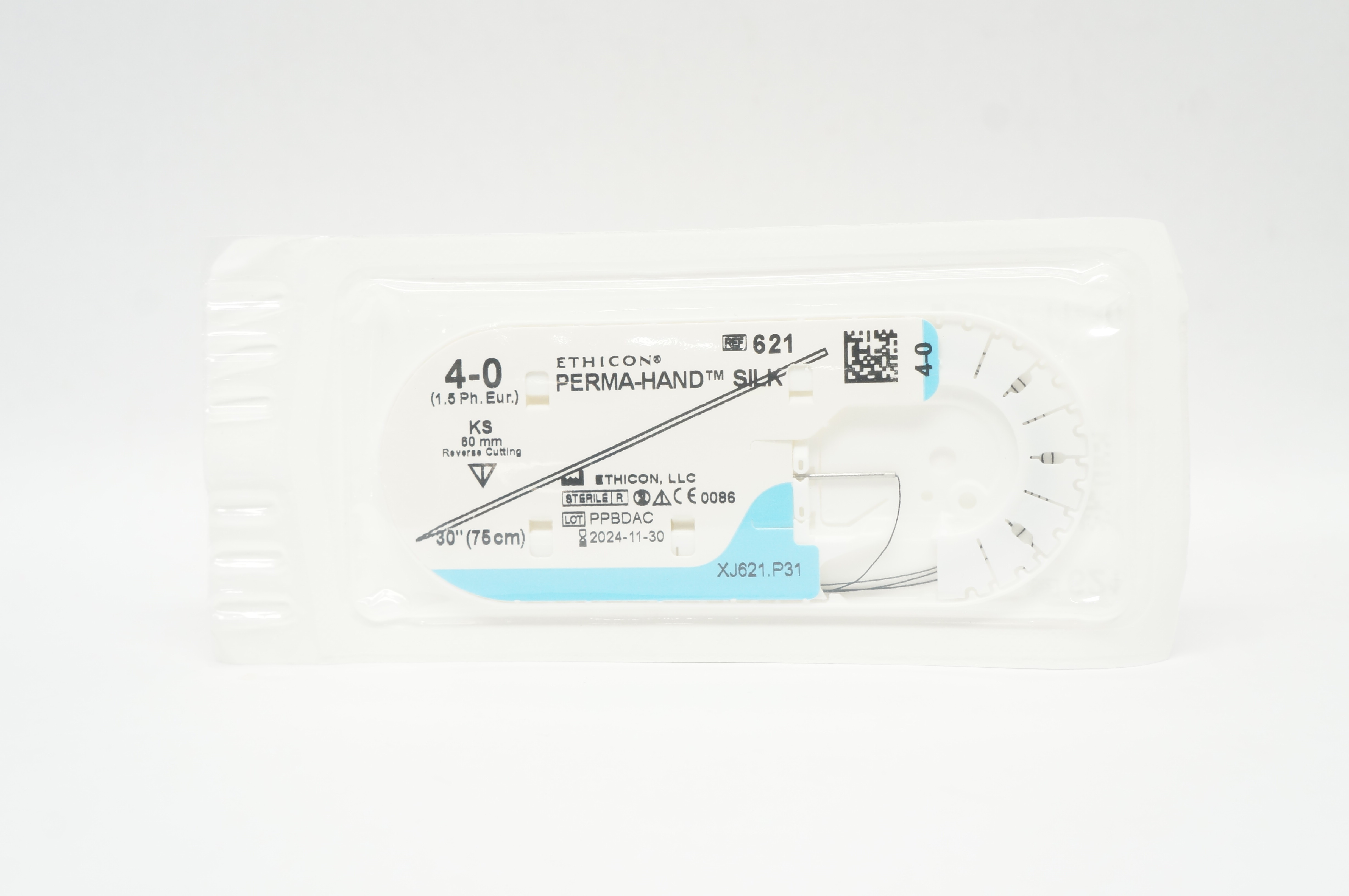 Ethicon 621 4-0 Perma-Hand Silk Stre KS 60mm Straight Reverse Cutting, 30inch