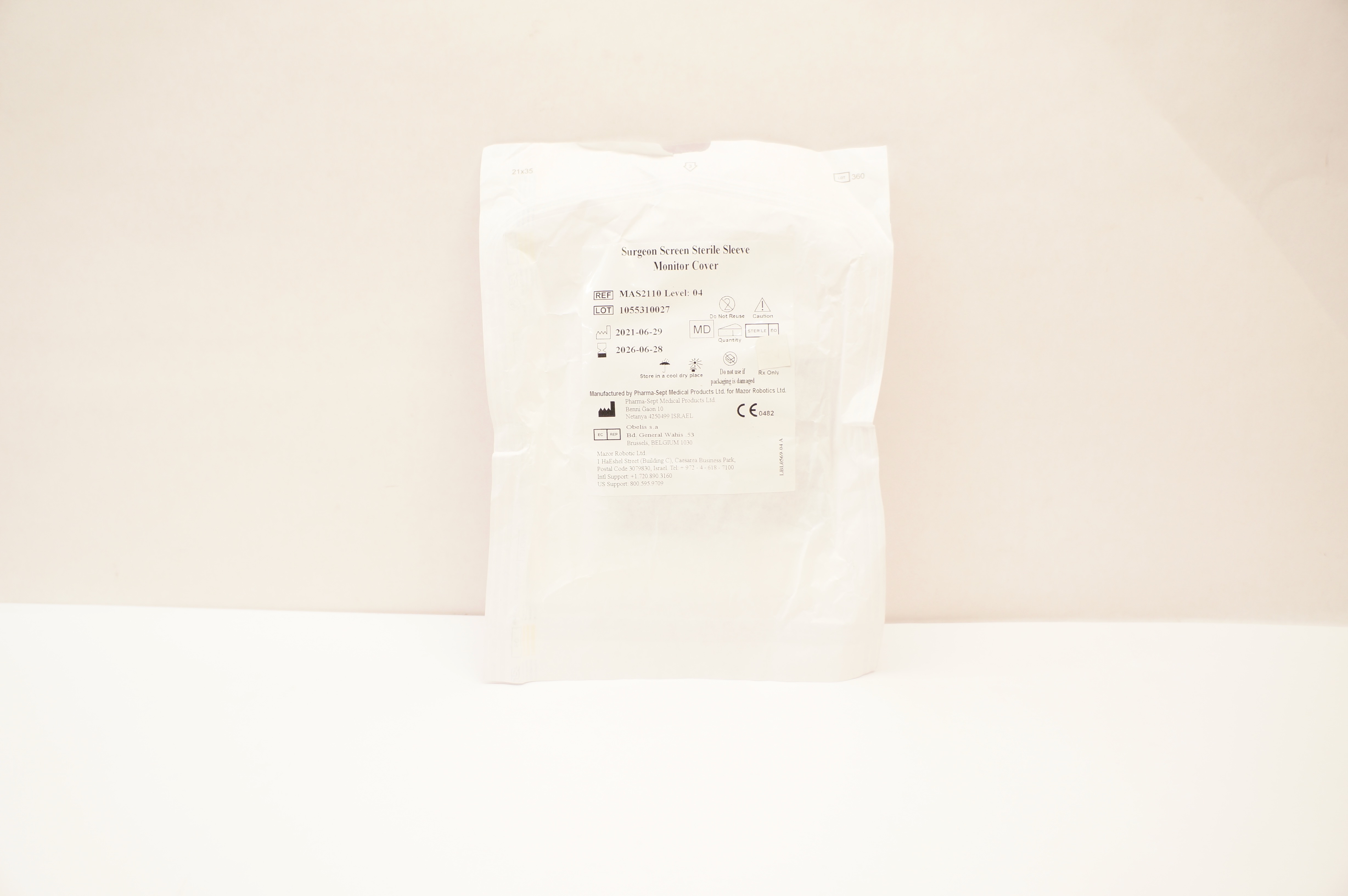 Pharma-Sept MAS2110 Level: 04 Surgeon Screen Sterile Sleeve Monitor Cover
