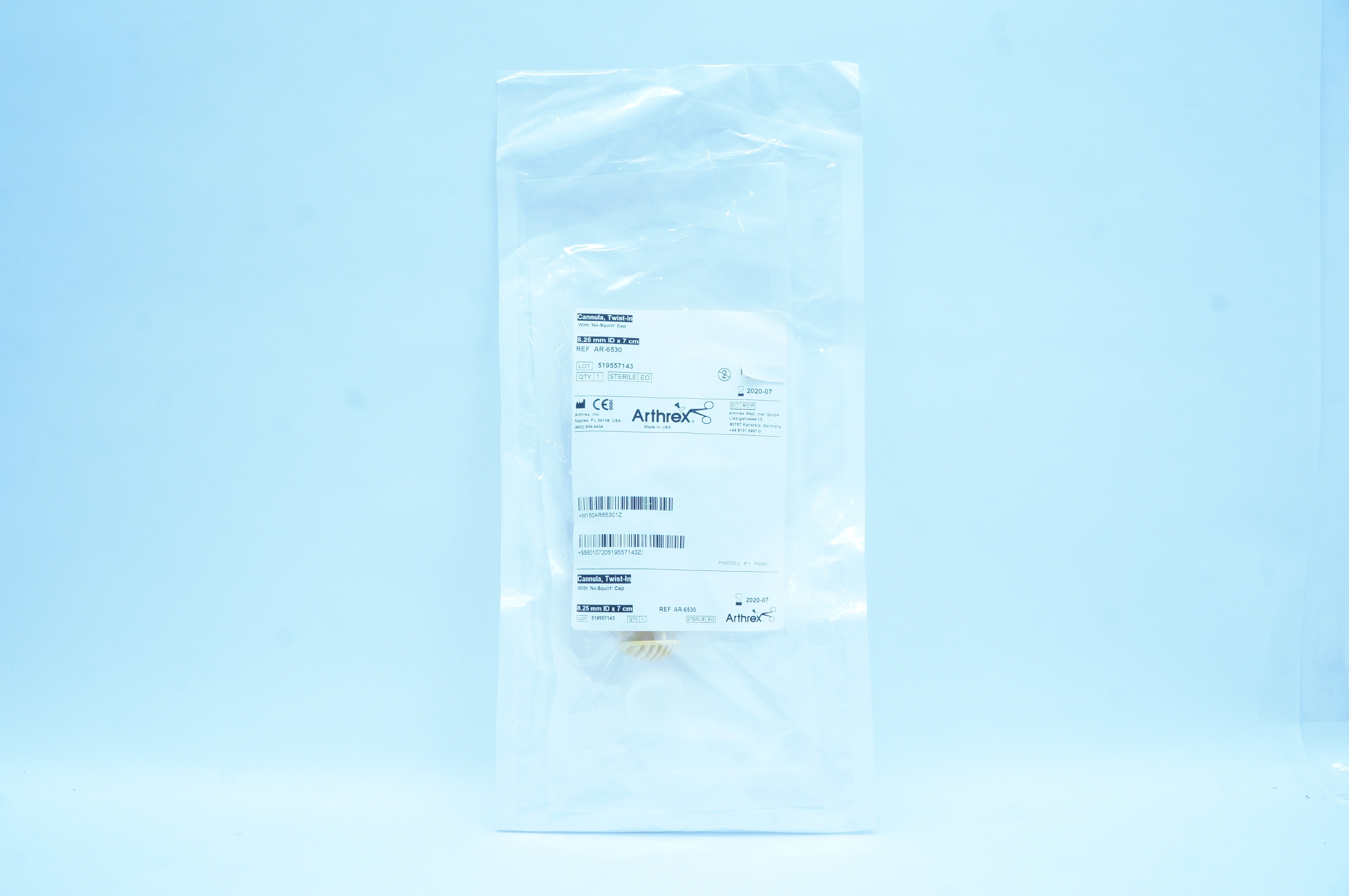 Arthrex AR-6530 Twist-In Cannula With No-Squirt Cap 8.25mm x 7cm (x)