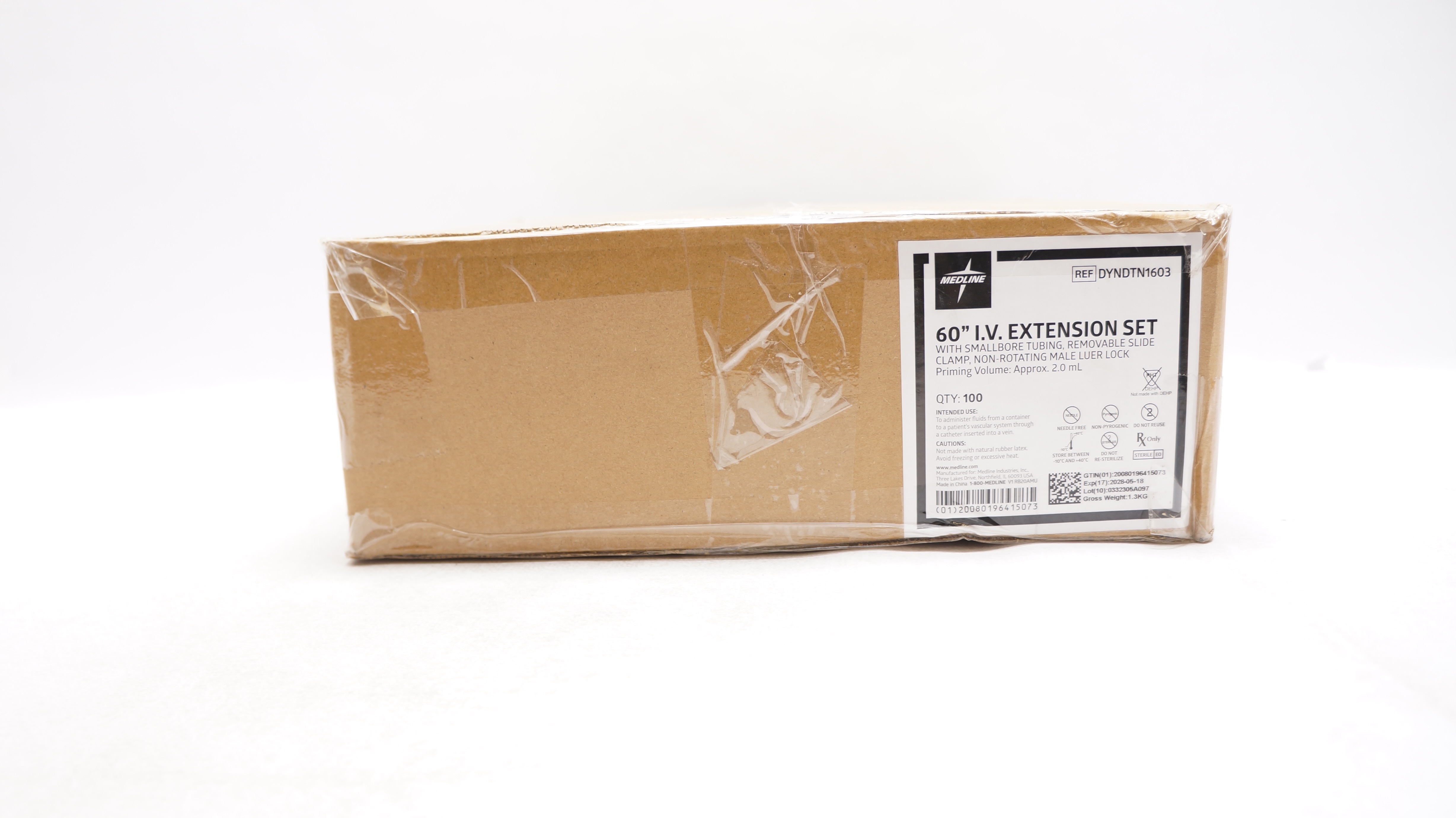 Medline DYNDTN1603 60inch IV Extension Set - Case of 100